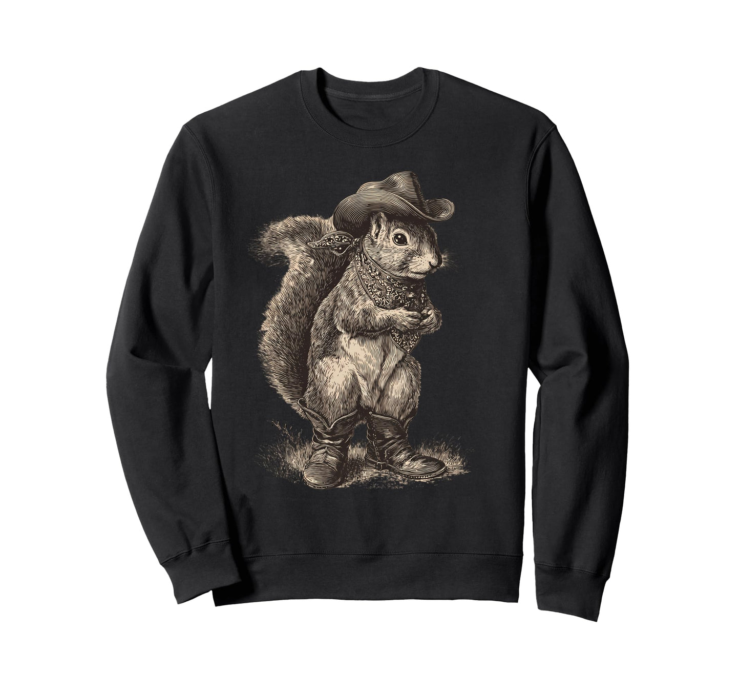 Country Cowboy Squirrel Rodeo Sweatshirt - Aesthetic Graphic for Adults - T-Shirt, Sweatshirt, Hoodie