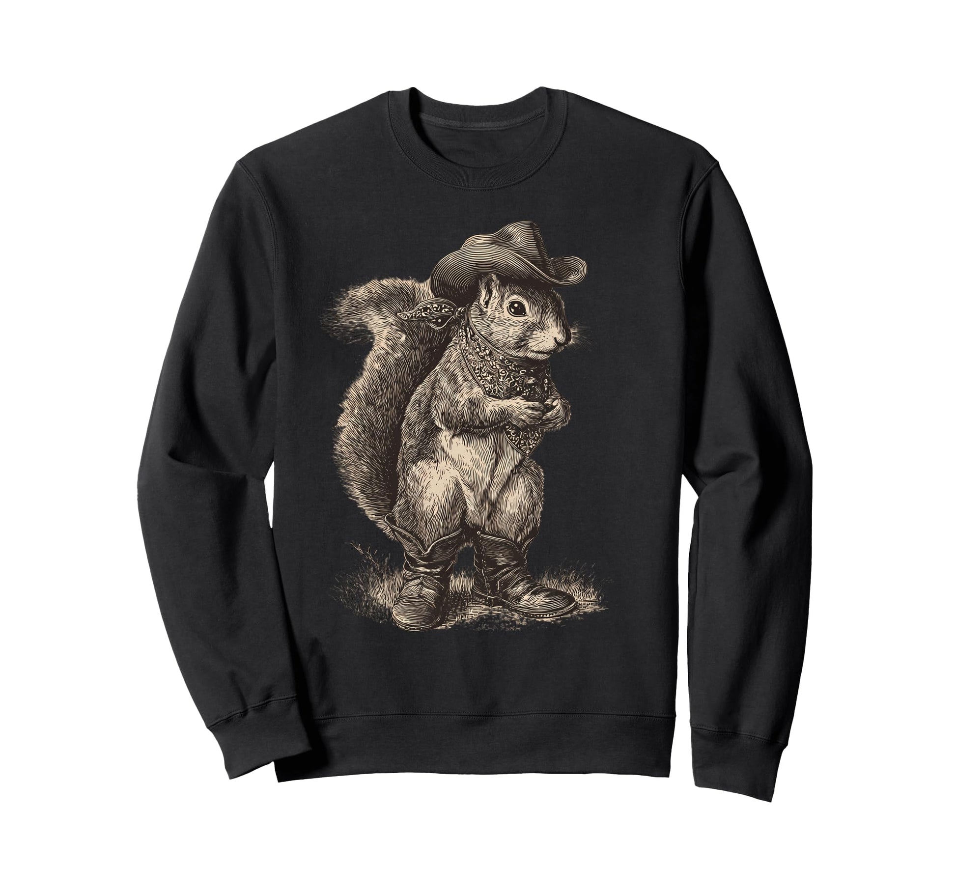 Country Cowboy Squirrel Rodeo Sweatshirt - Aesthetic Graphic for Adults - T-Shirt, Sweatshirt, Hoodie