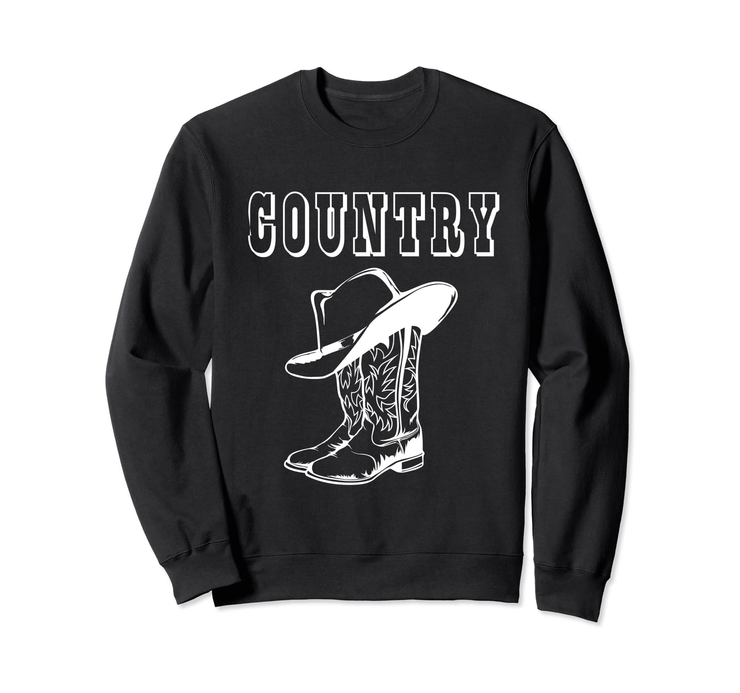 Cowboy Boots Hat Country Western Sweatshirt - Minimalist Print Men Women - T-Shirt, Sweatshirt, Hoodie