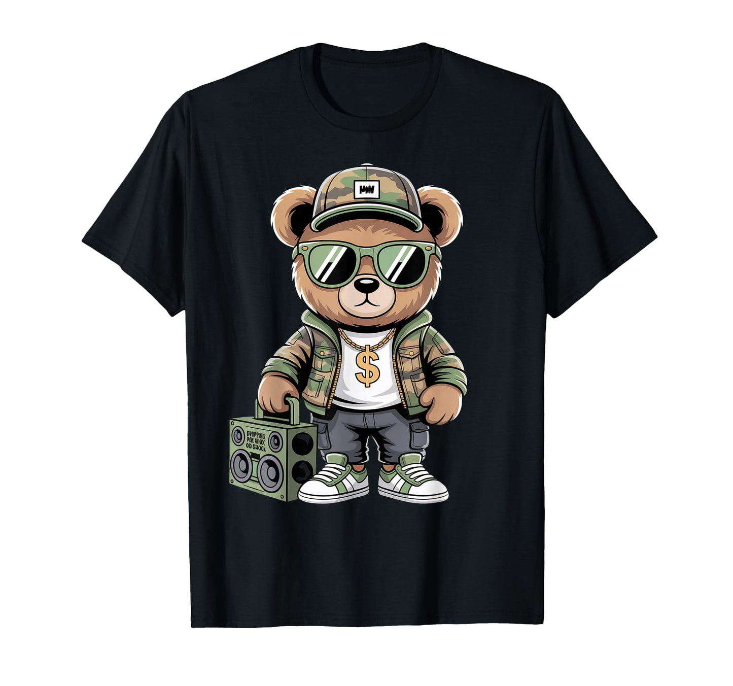 Camouflage Rapper Teddy Bear Camo T-Shirt - Custom Art Print for Adults - T-Shirt, Sweatshirt, Hoodie
