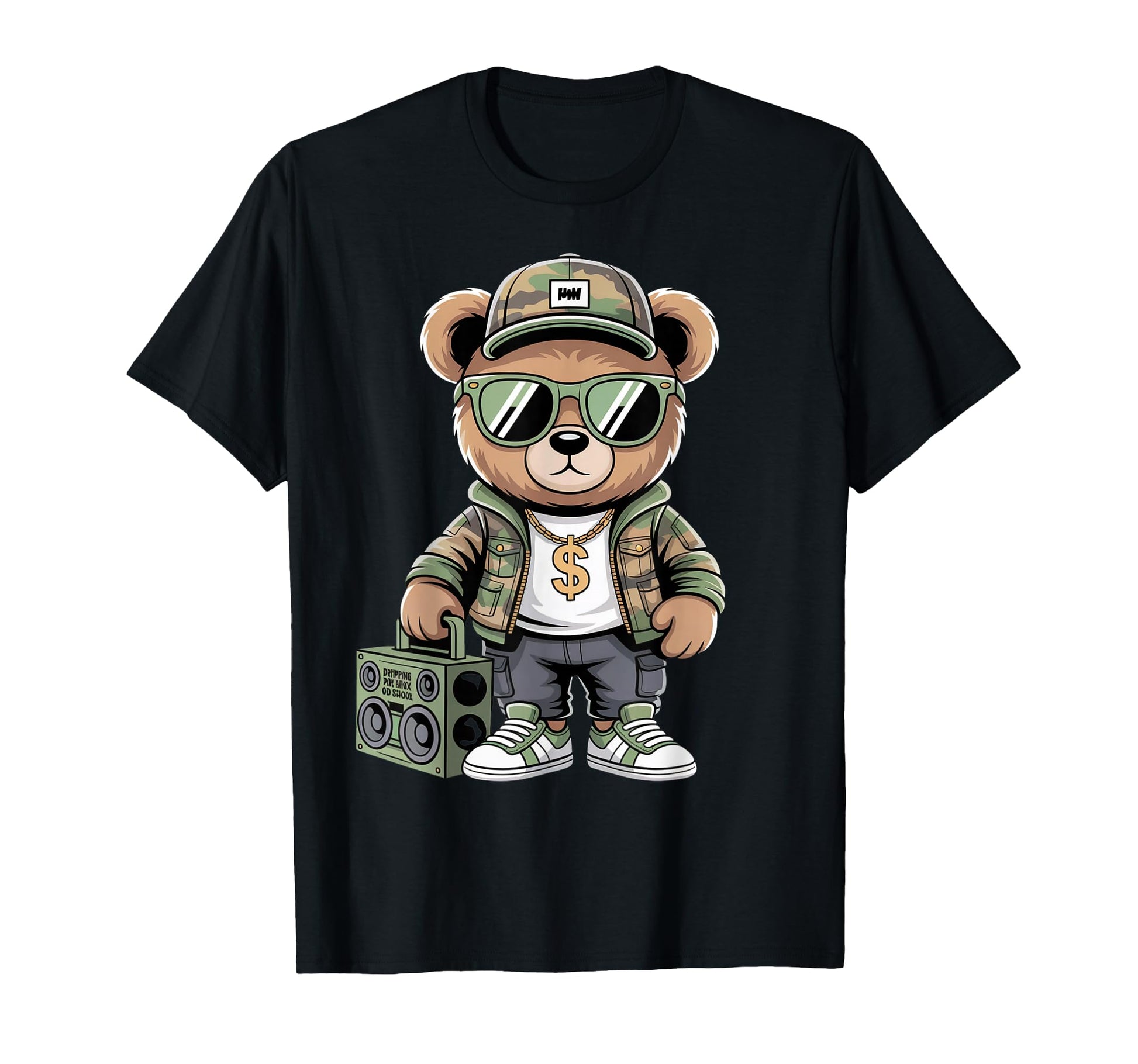Camouflage Rapper Teddy Bear Camo T-Shirt - Custom Art Print for Adults - T-Shirt, Sweatshirt, Hoodie