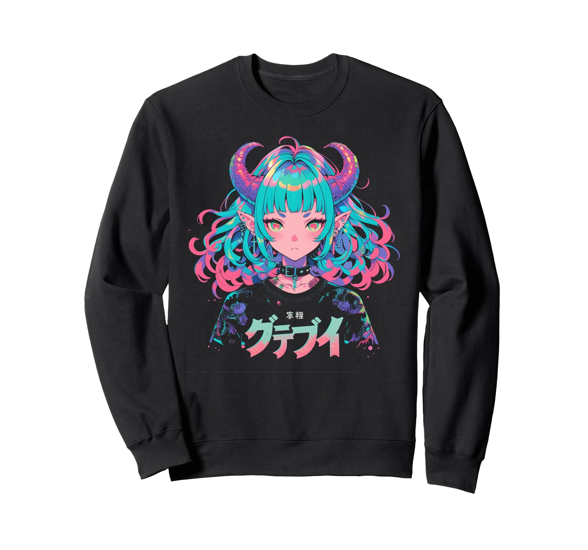Goth Grunge Demon Anime Waifu Sweatshirt - Minimalist Print Men Women - T-Shirt, Sweatshirt, Hoodie