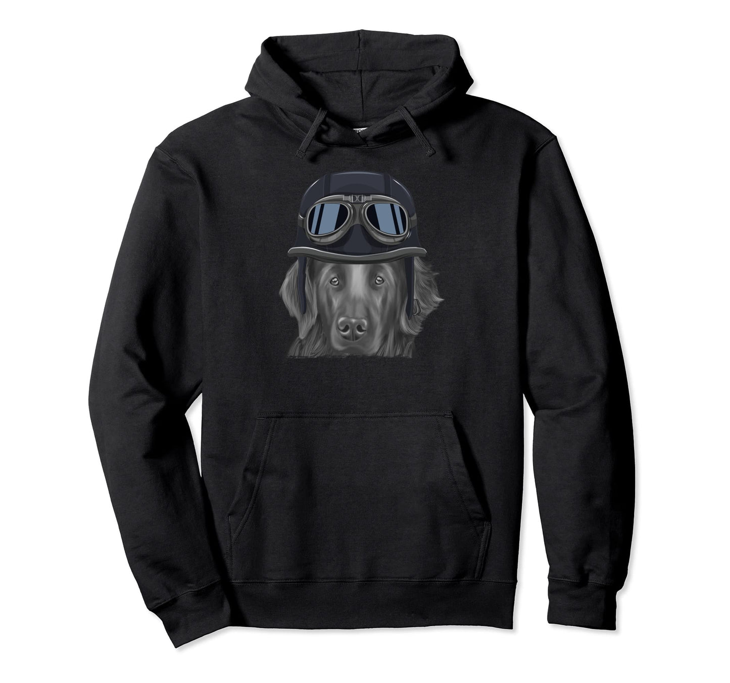 Flat Coated Retriever Wearing Hoodie - Unique Graphic for Adults - T-Shirt, Sweatshirt, Hoodie