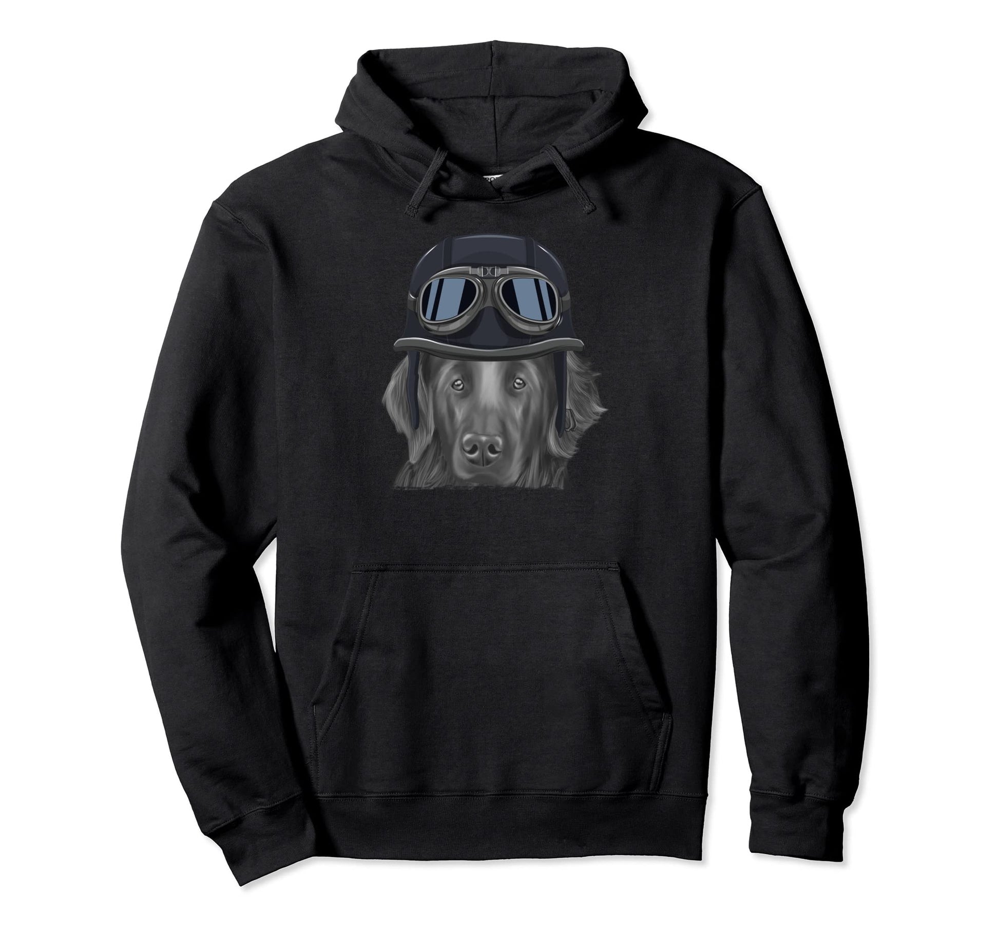 Flat Coated Retriever Wearing Hoodie - Unique Graphic for Adults - T-Shirt, Sweatshirt, Hoodie