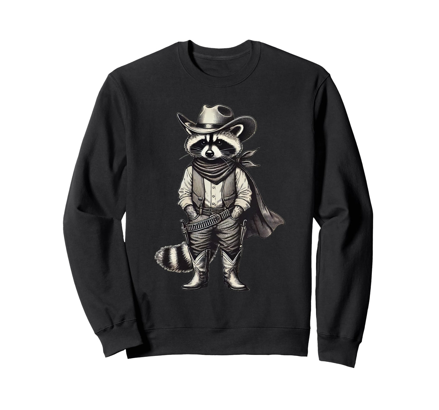 Raccoon Dressed As Cowboy Funny Raccoon T-Shirt - Trendy Graphic Unisex - T-Shirt, Sweatshirt, Hoodie