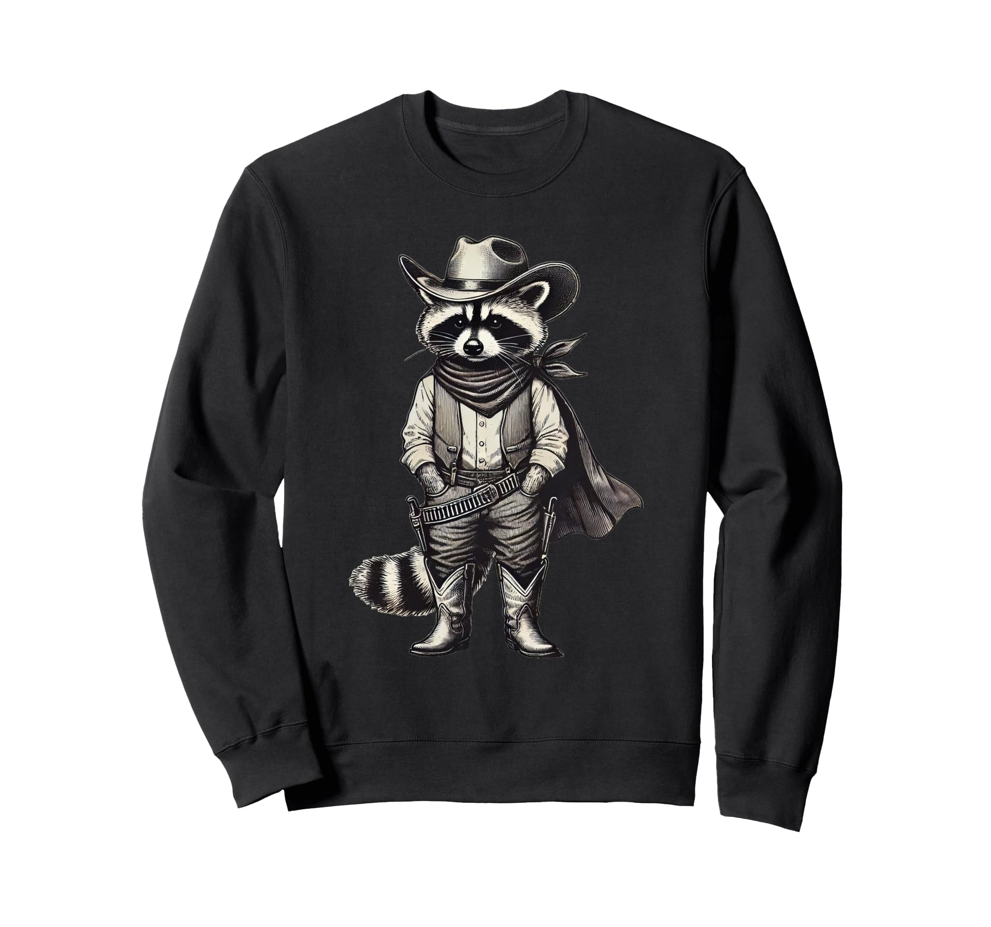Raccoon Dressed As Cowboy Funny Raccoon T-Shirt - Trendy Graphic Unisex - T-Shirt, Sweatshirt, Hoodie
