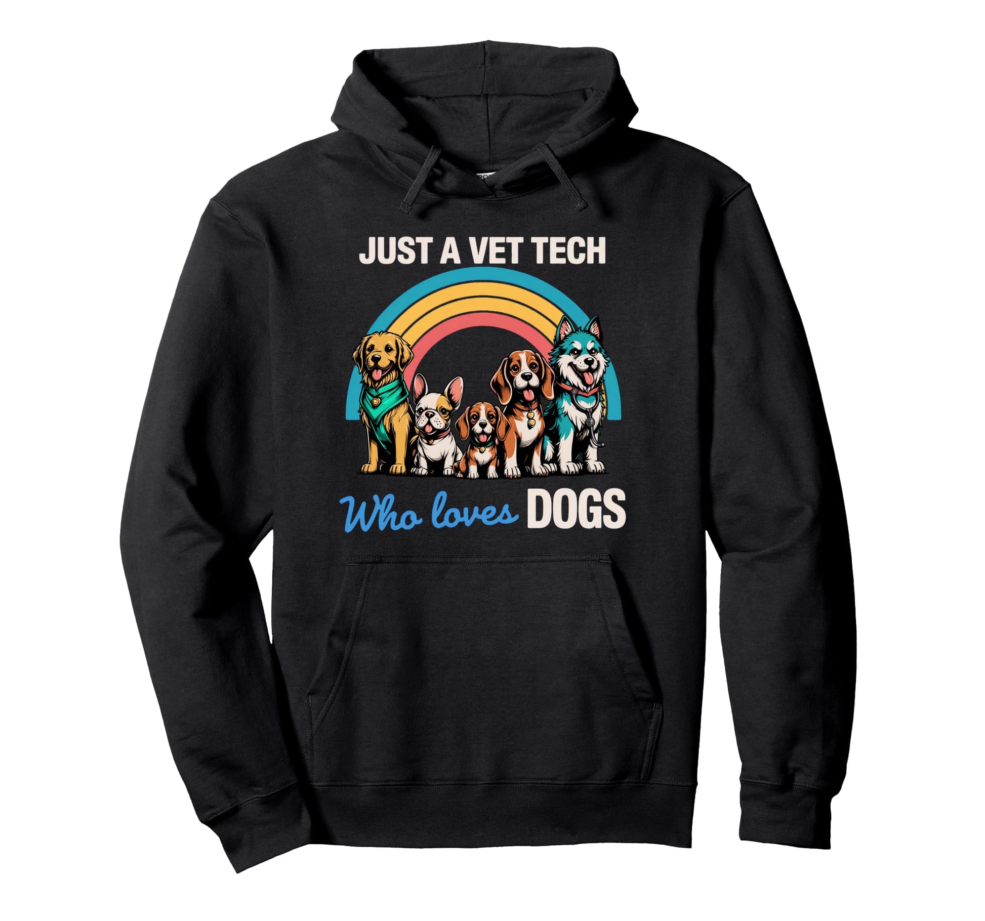 Vet Tech Who Loves Dogs Rainbow Dog Lover Hoodie - Minimalist Print Unisex - T-Shirt, Sweatshirt, Hoodie