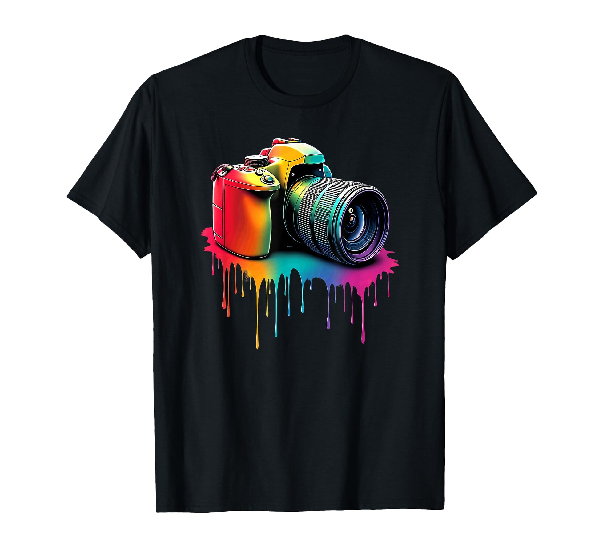 Photography Colorful Camera Dripping T-Shirt - Novelty Apparel for Adults - T-Shirt, Sweatshirt, Hoodie