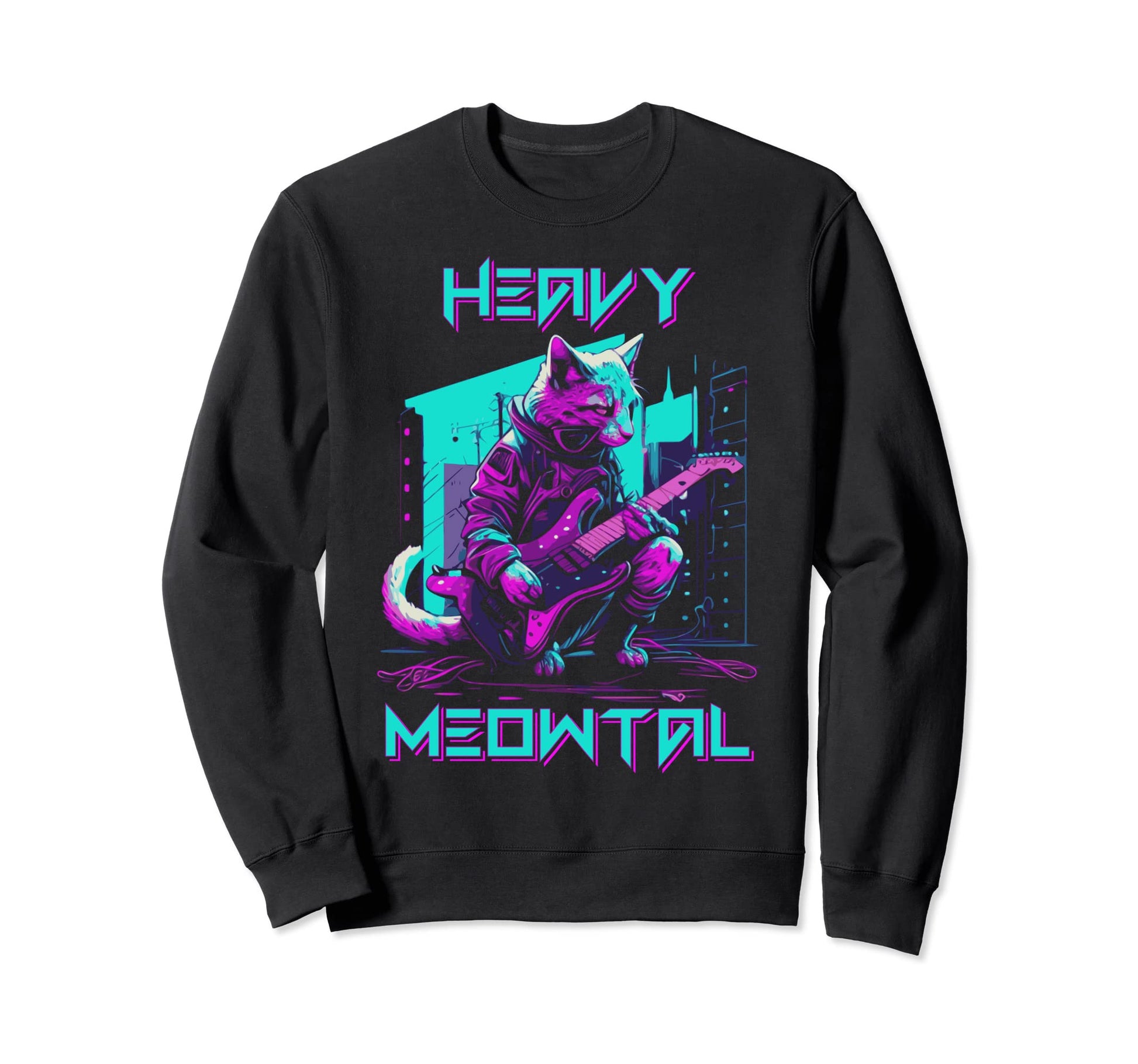 Vaporwave 80S Cat Playing Sweatshirt - Fun Novelty Design for Adults - T-Shirt, Sweatshirt, Hoodie