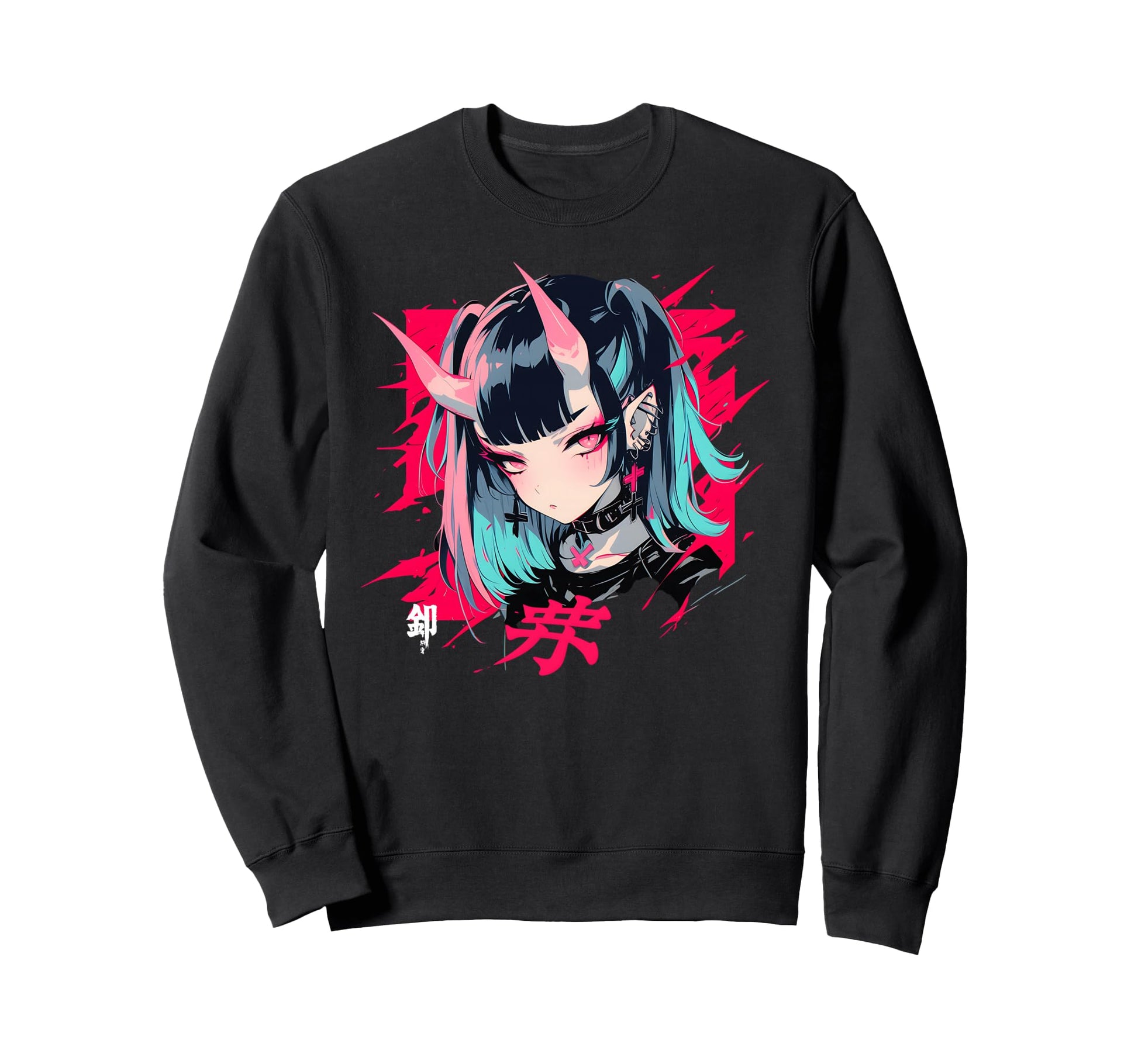Goth Grunge Demon Anime Waifu Horror Sweatshirt - Aesthetic Graphic Unisex - T-Shirt, Sweatshirt, Hoodie