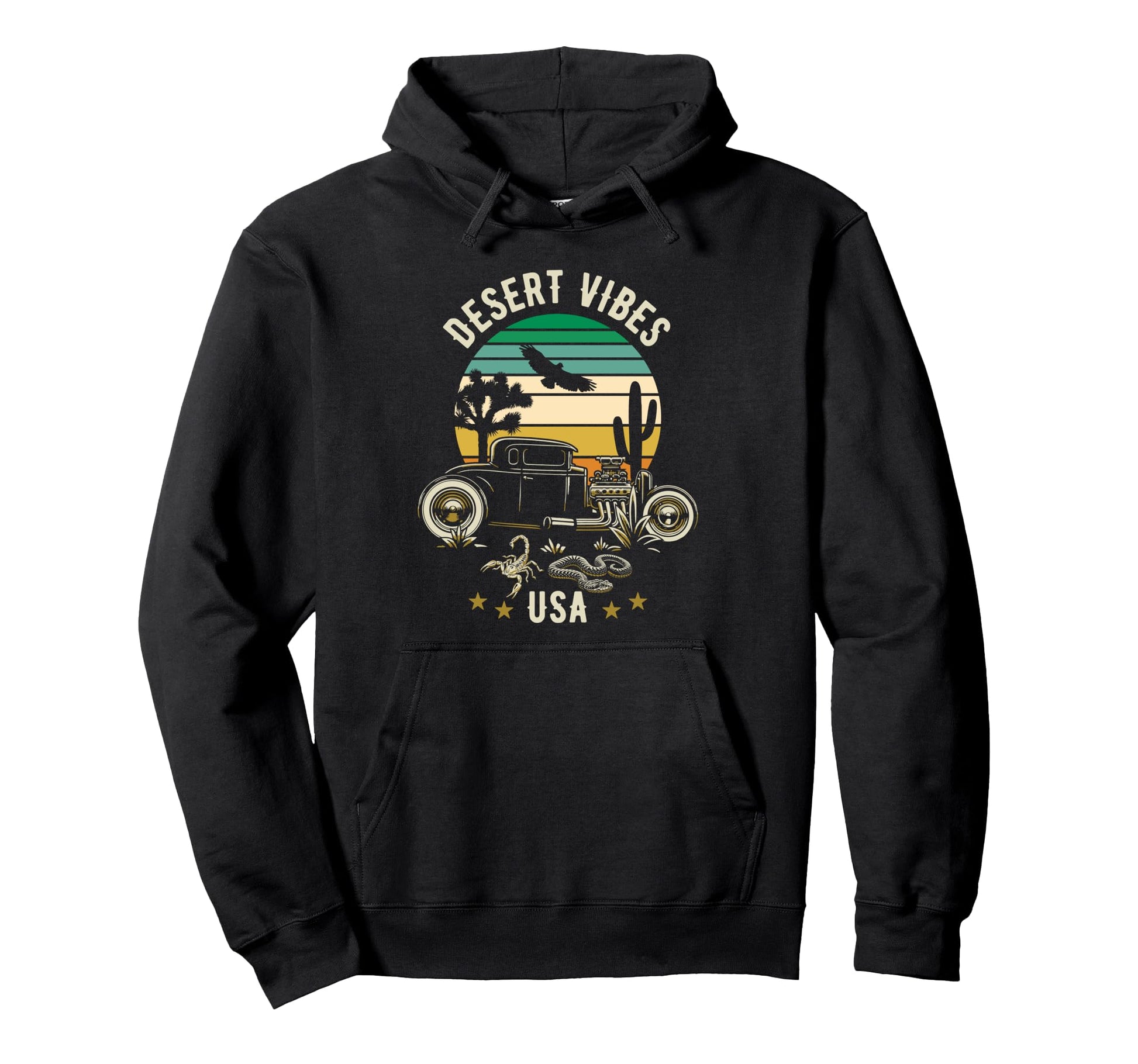 Desert Vibes Southwest Usa Hotrod Hoodie - Minimalist Print Men Women - T-Shirt, Sweatshirt, Hoodie