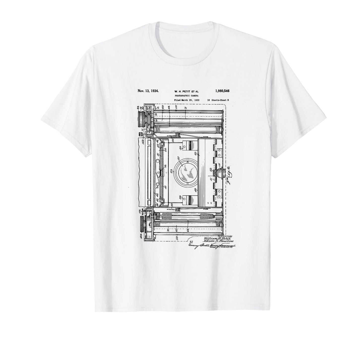 Camera Photographic Patent 1934 T-Shirt - Minimalist Print Men Women - T-Shirt, Sweatshirt, Hoodie