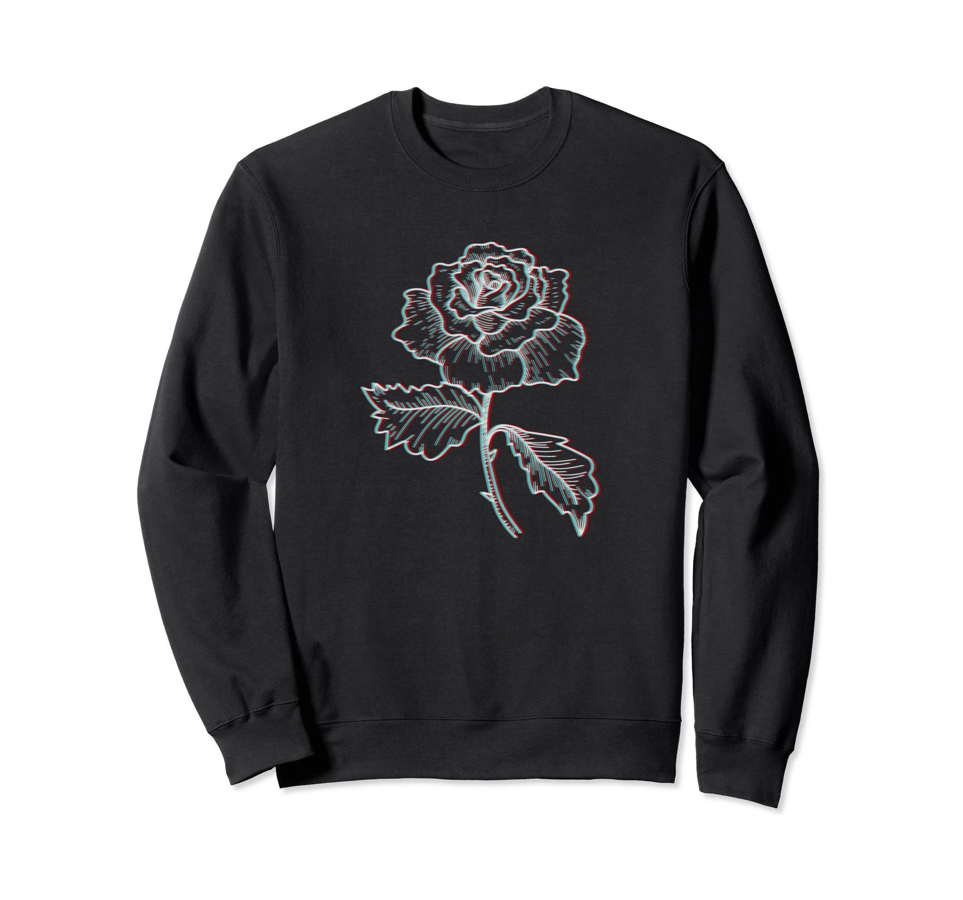 Glitch Rose Aesthetic Vaporwave Sweatshirt - Novelty Apparel for Adults - T-Shirt, Sweatshirt, Hoodie