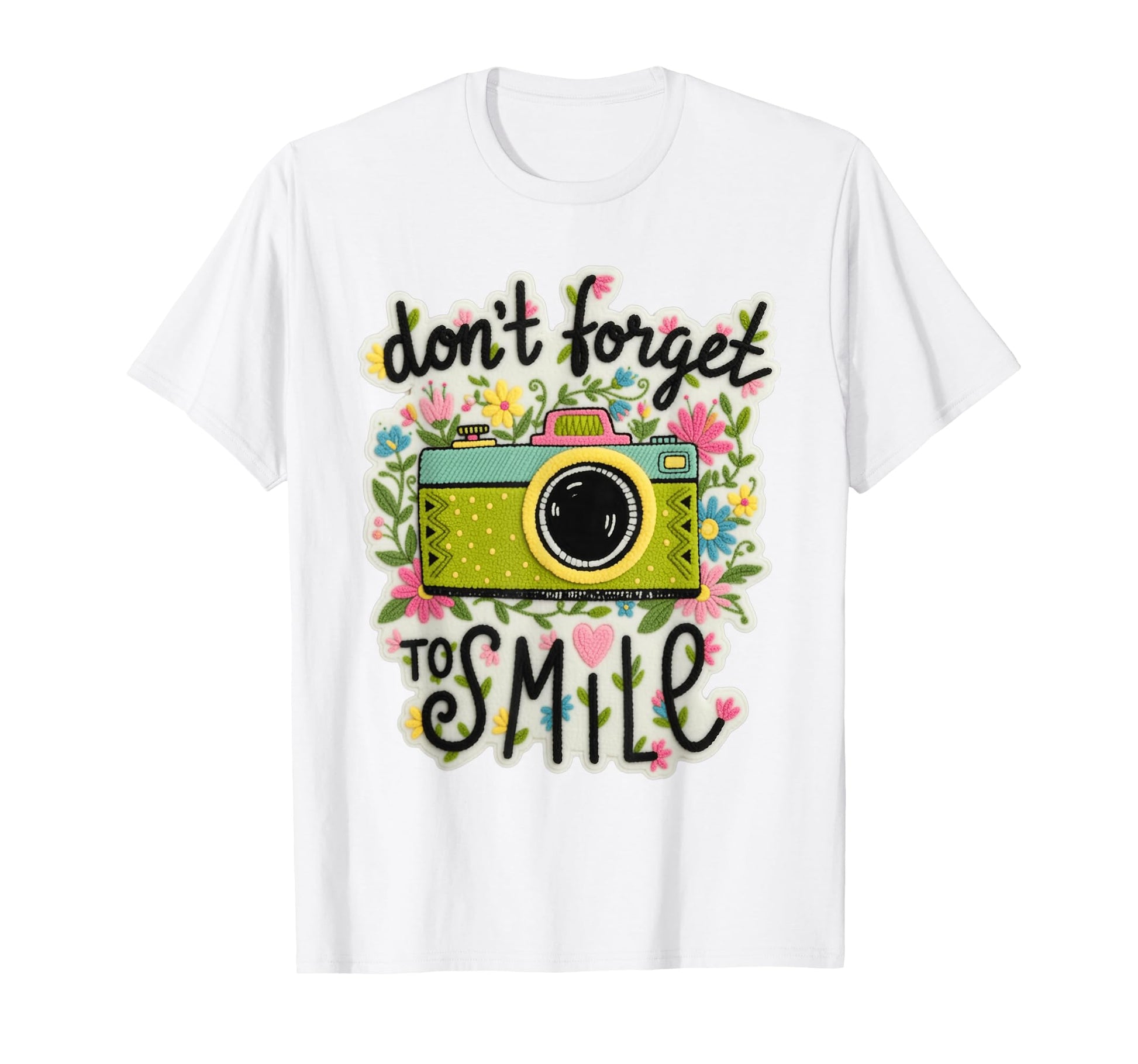 Camera Flowers Remember To Smile T-Shirt - Streetwear Style Men Women - T-Shirt, Sweatshirt, Hoodie