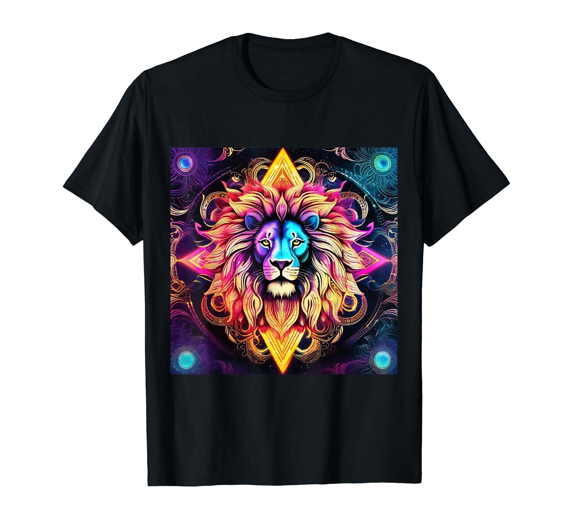 Synthwave Trippy 80S Lion Rainbow Kitty T-Shirt - Graphic Print Unisex - T-Shirt, Sweatshirt, Hoodie