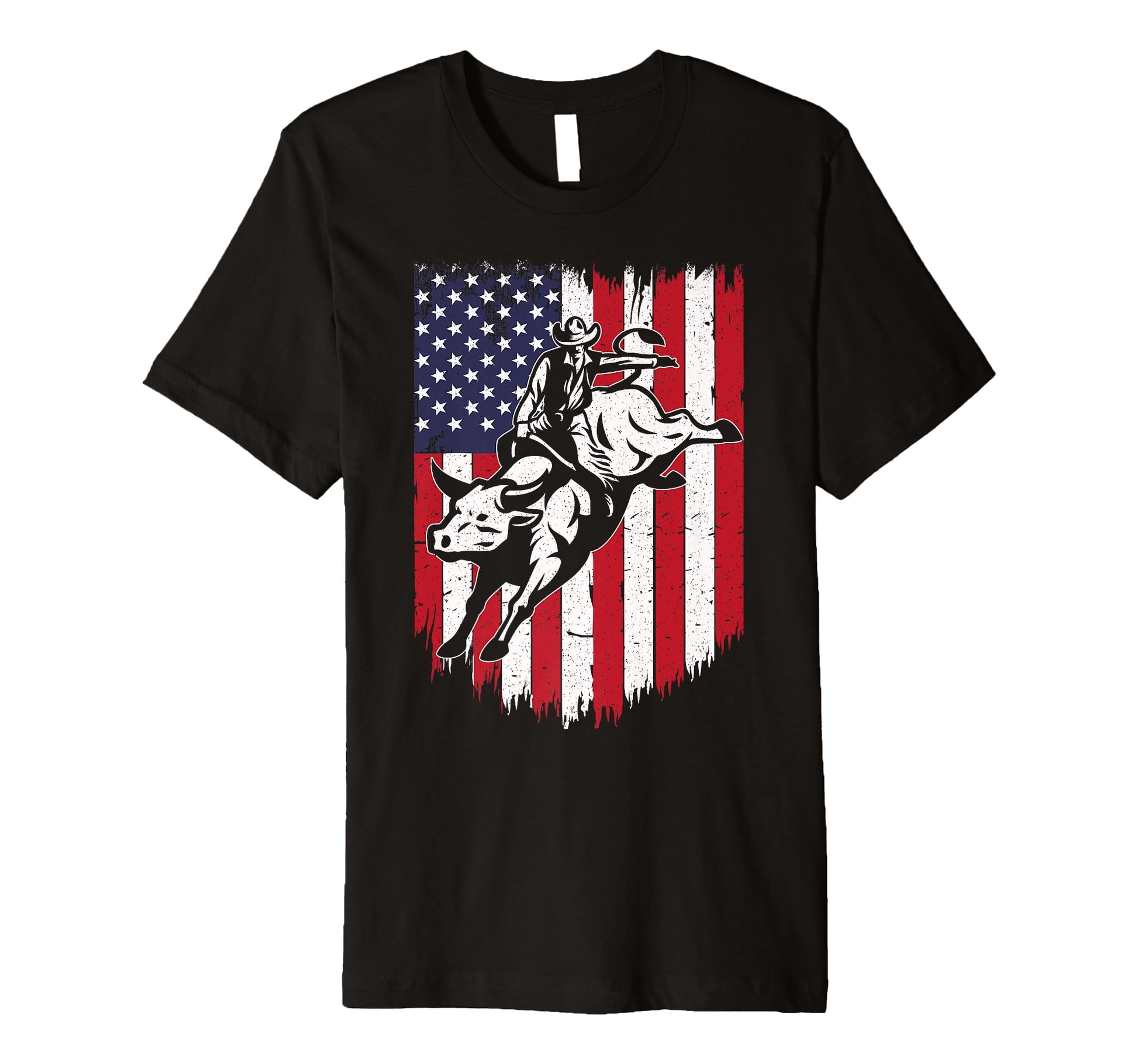 Us American Flag Bull Riding Rodeo Bull T-Shirt - Streetwear Style Unisex - T-Shirt, Sweatshirt, Hoodie