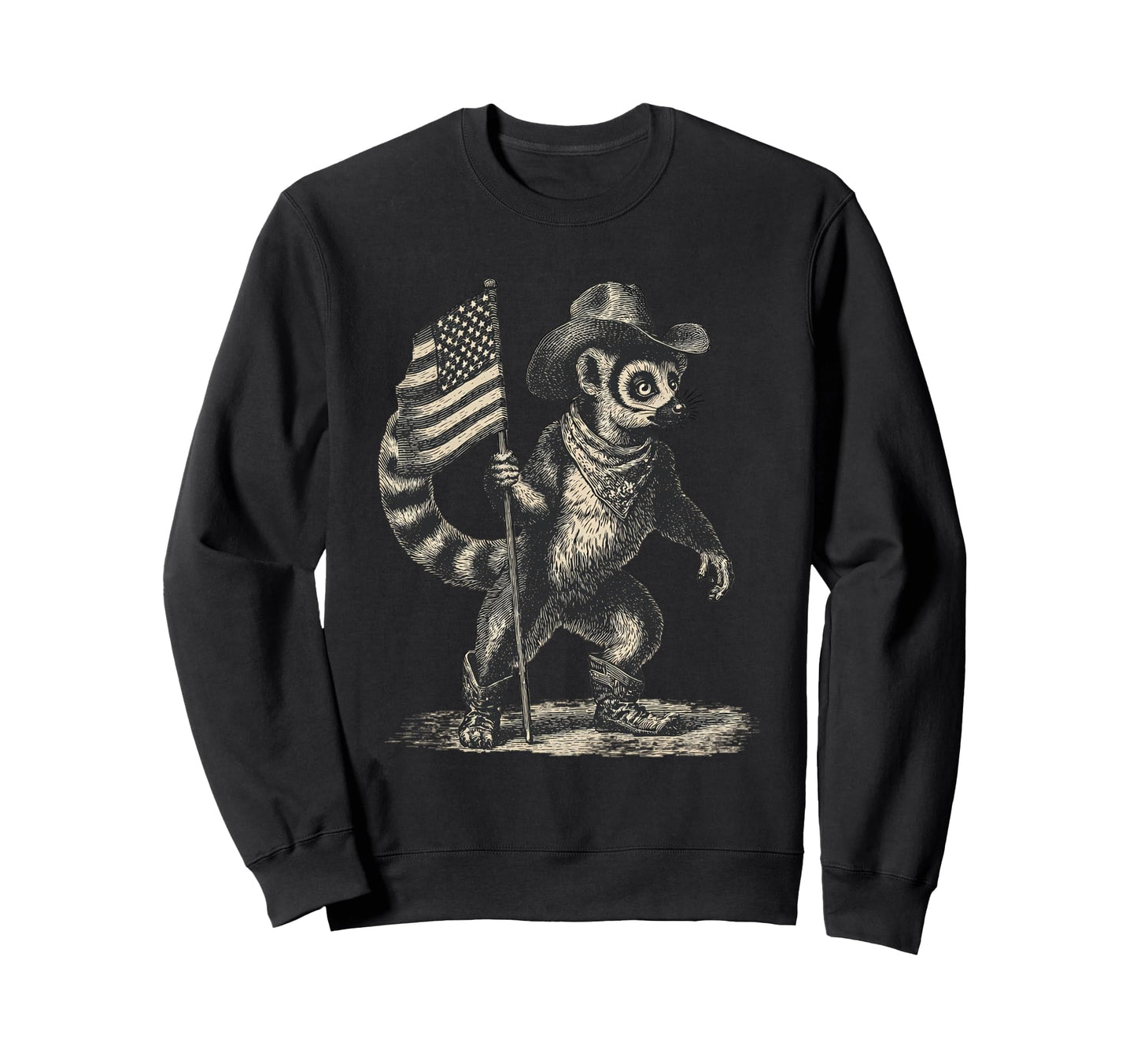 Lemur Cowboy Rodeo Cowgirl Western Sweatshirt - Custom Art Print Men Women - T-Shirt, Sweatshirt, Hoodie
