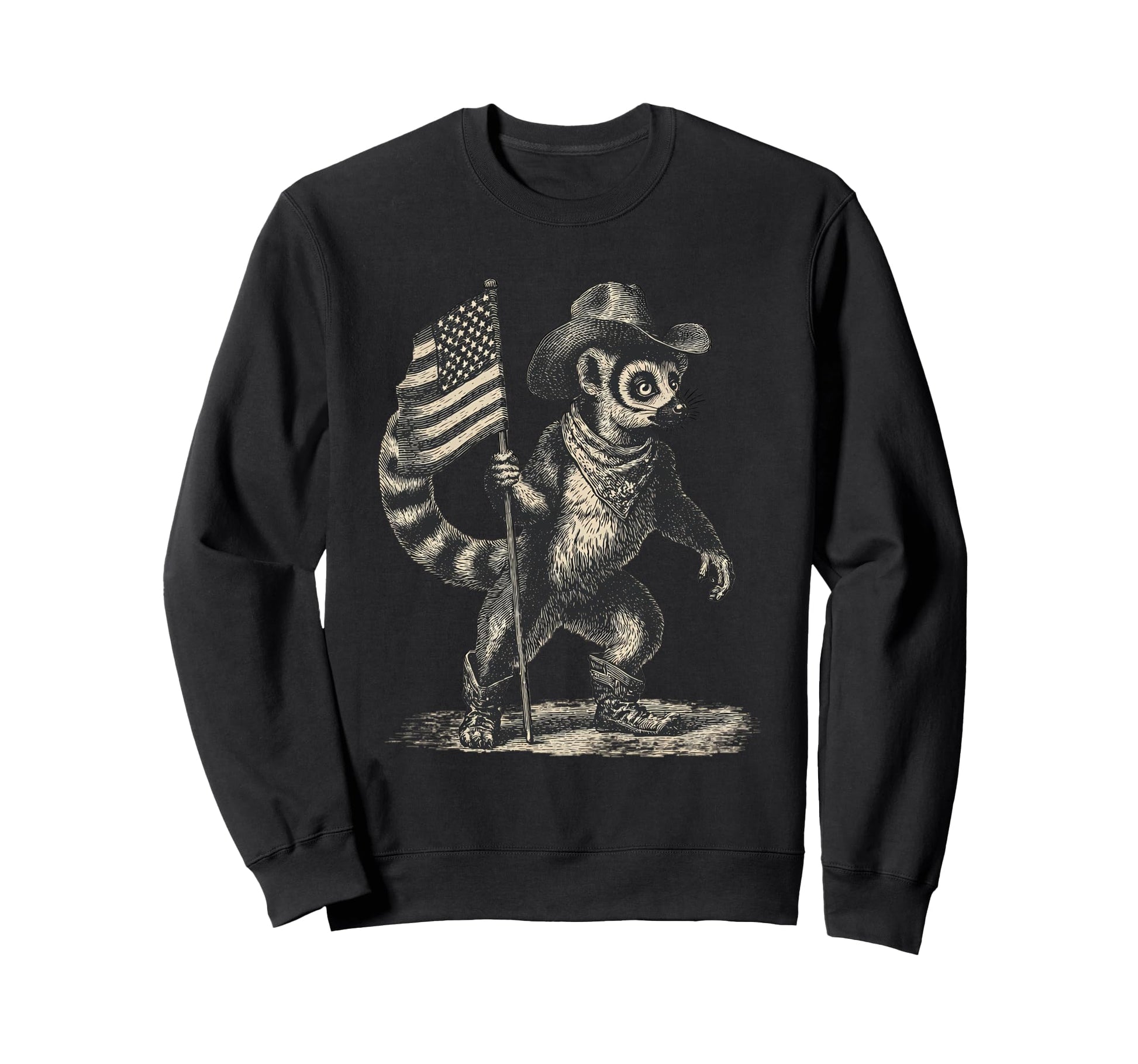 Lemur Cowboy Rodeo Cowgirl Western Sweatshirt - Custom Art Print Men Women - T-Shirt, Sweatshirt, Hoodie