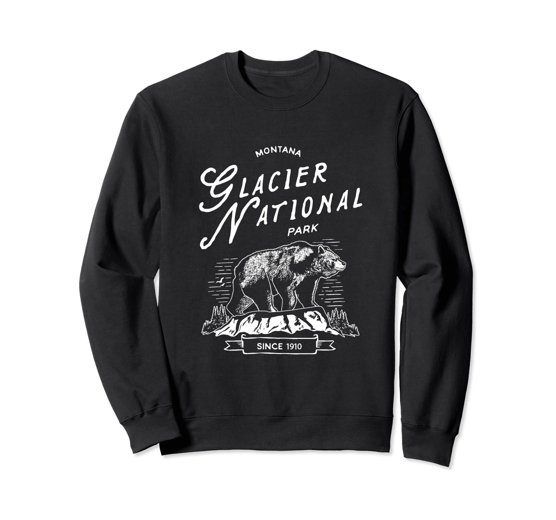 Glacier National Park Bear Montana Sweatshirt - Unique Graphic for Adults - T-Shirt, Sweatshirt, Hoodie
