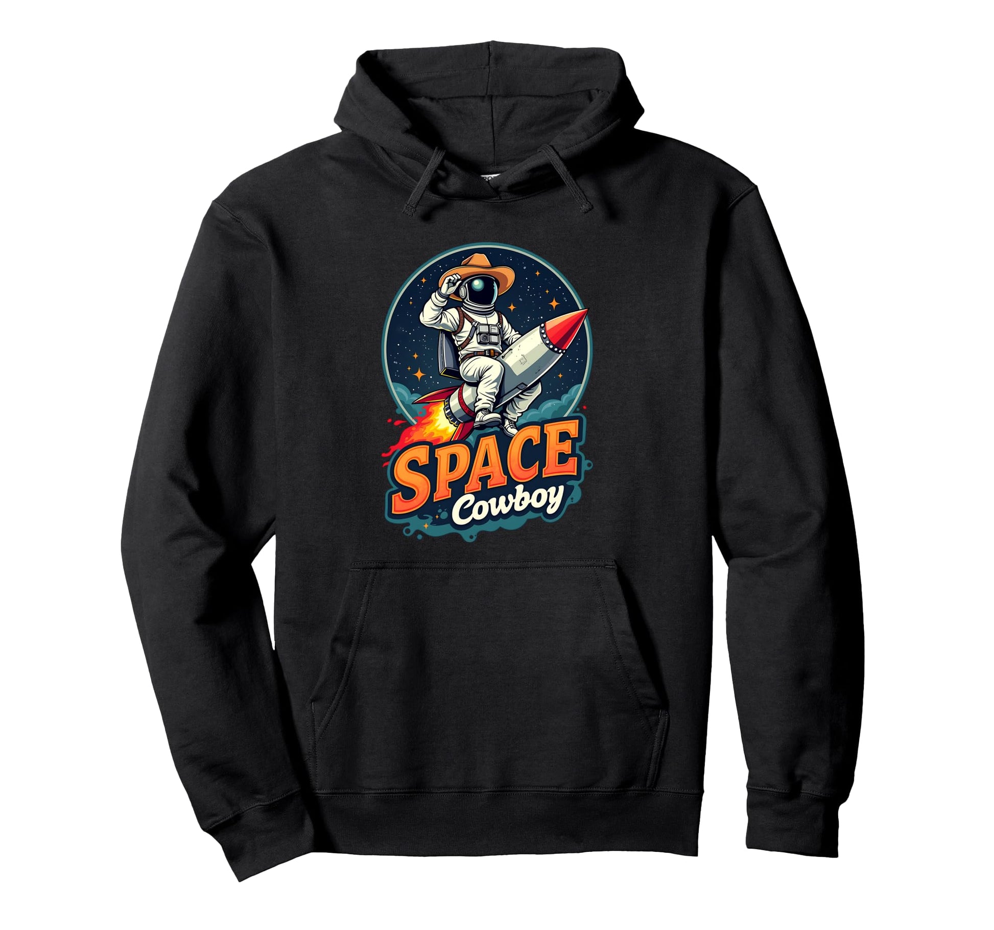 Space Cowboy Exploring Spaceship Hoodie - Streetwear Style for Adults - T-Shirt, Sweatshirt, Hoodie