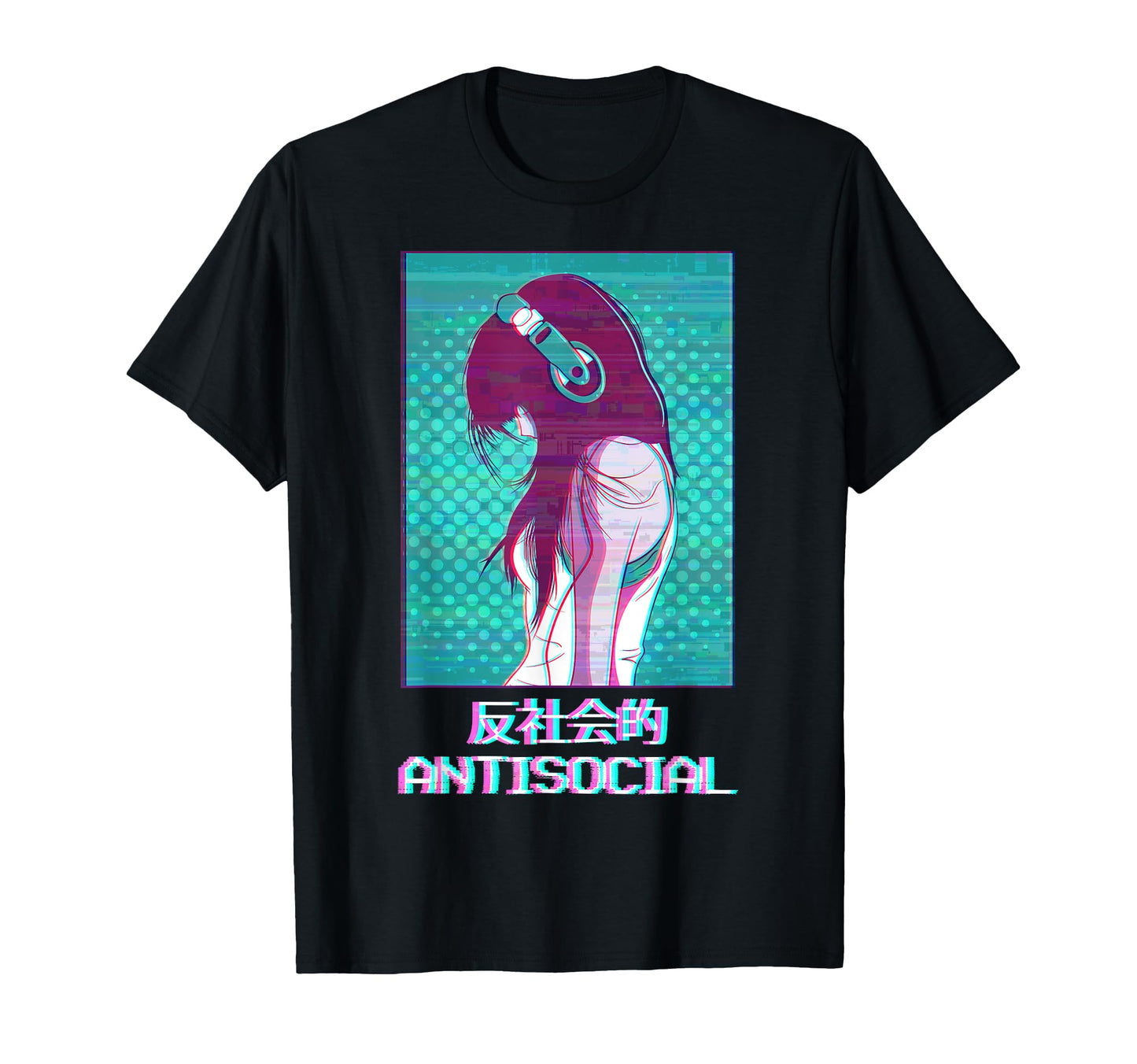 Antisocial Anime Japanese Vaporwave T-Shirt - Unique Graphic Unisex - T-Shirt, Sweatshirt, Hoodie