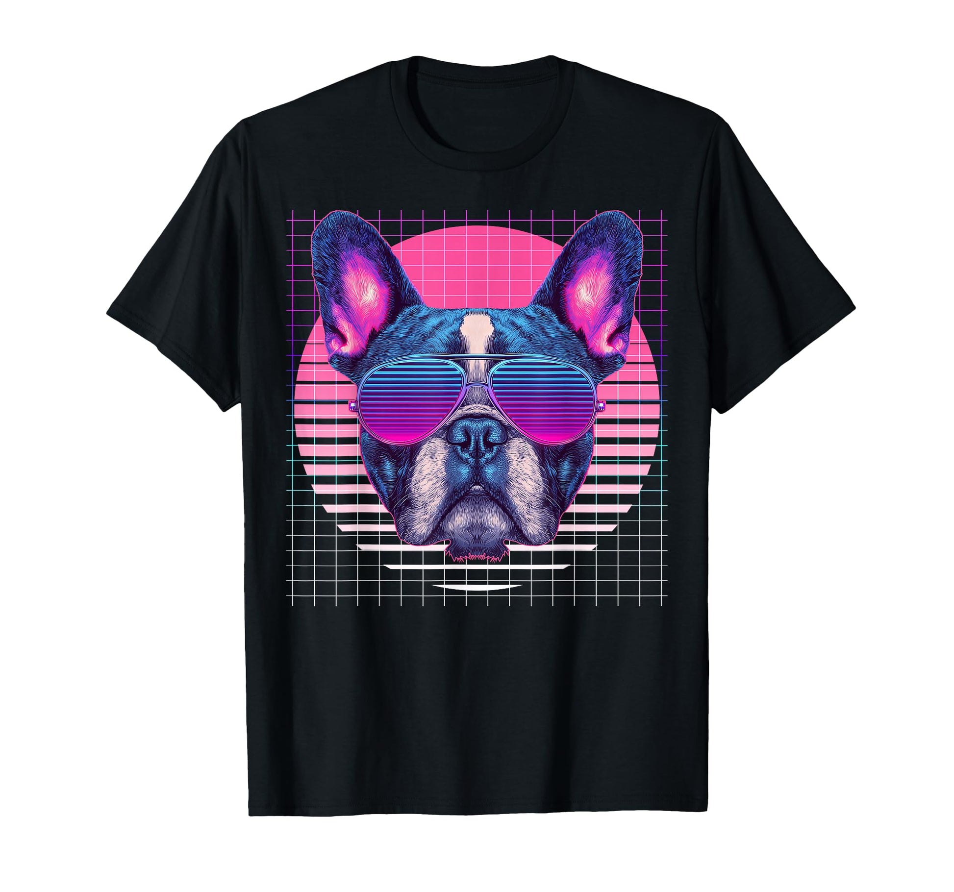 French Bulldog Sunglasses Dog Vaporwave T-Shirt - Trendy Graphic Men Women - T-Shirt, Sweatshirt, Hoodie