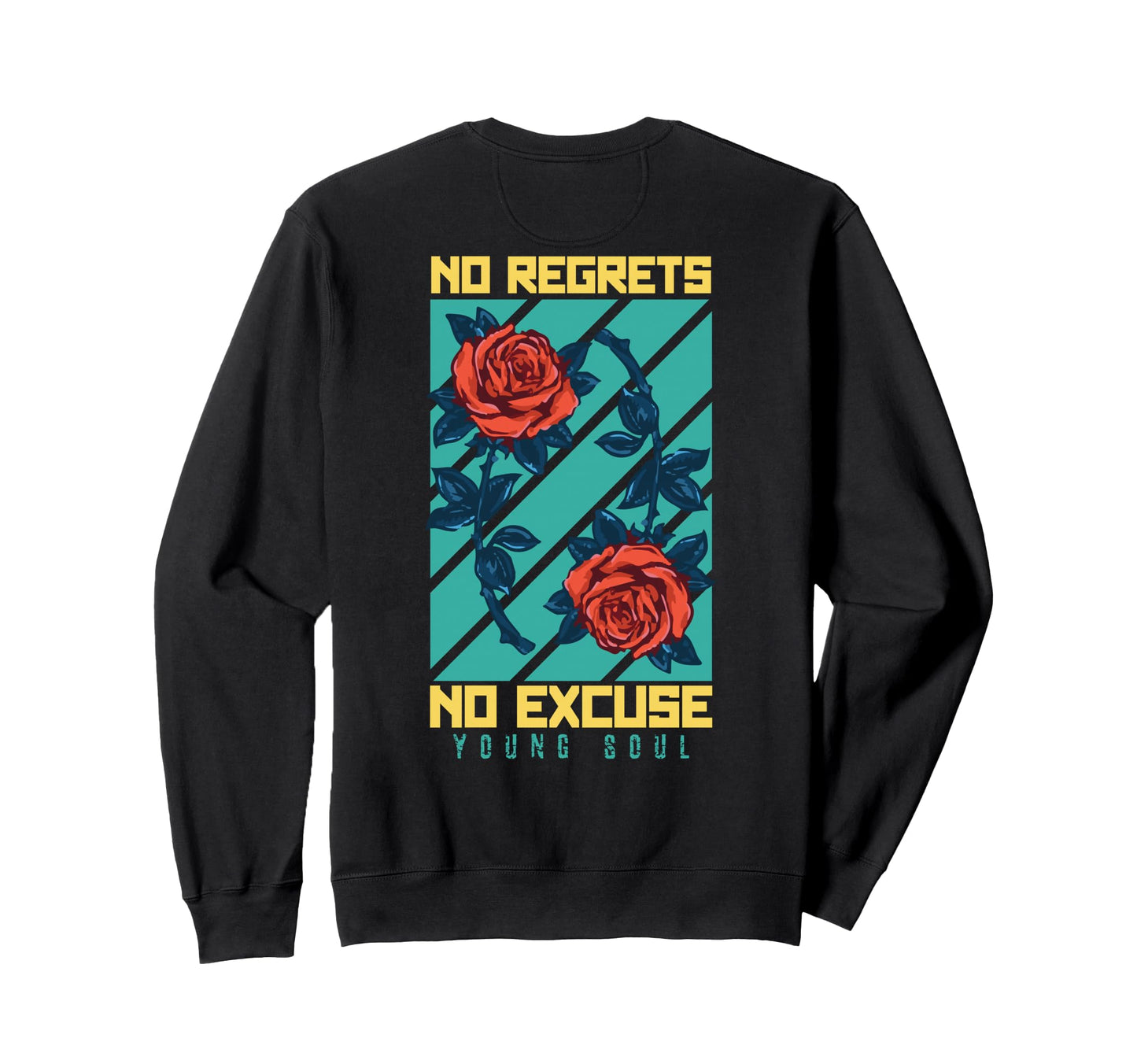 No Regrets Rose Backprint Sweatshirt - Custom Art Print Men Women - T-Shirt, Sweatshirt, Hoodie
