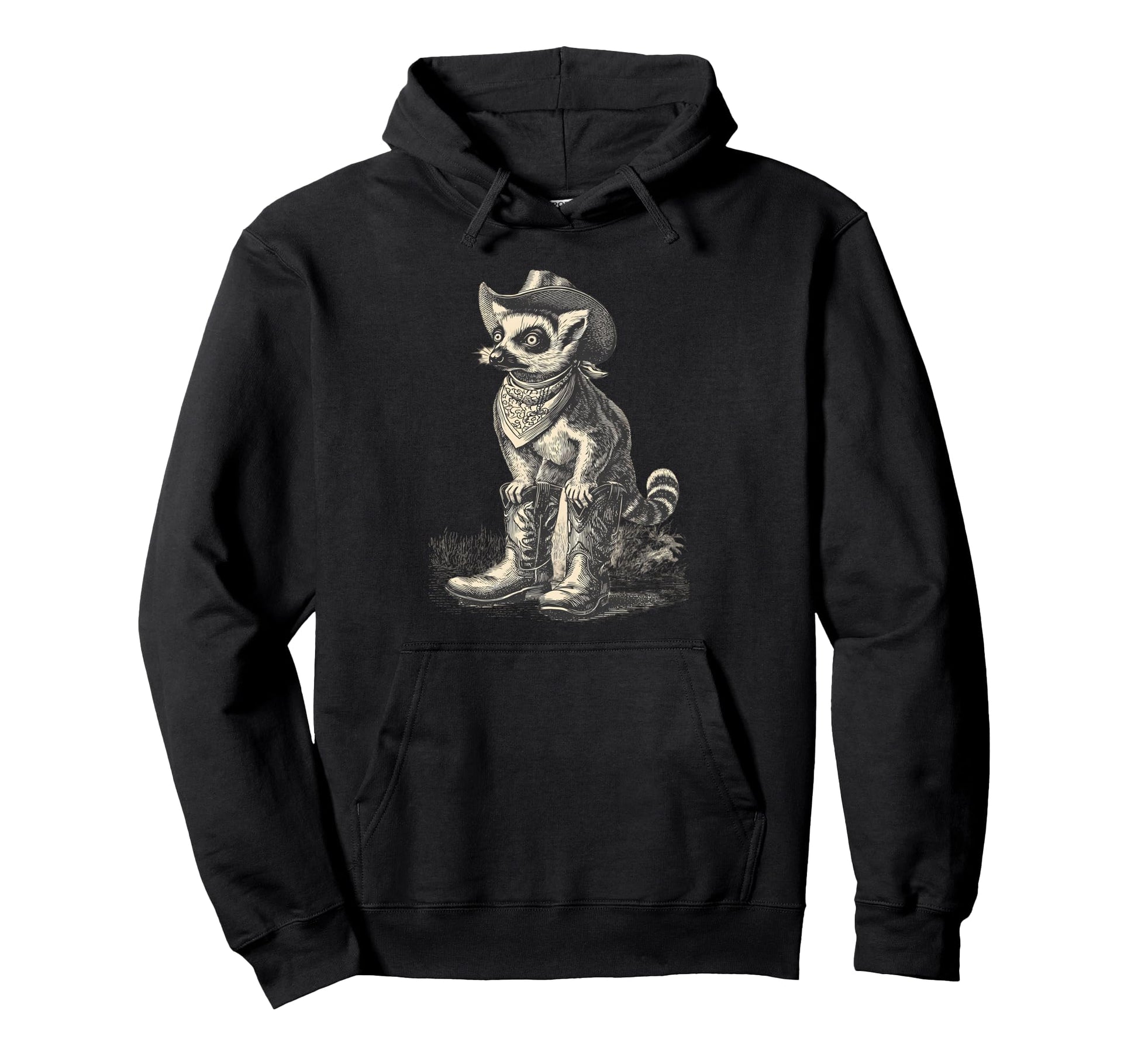 Lemur Cowboy Rodeo Cowgirl Western Hoodie - Casual Everyday Wear Men Women - T-Shirt, Sweatshirt, Hoodie