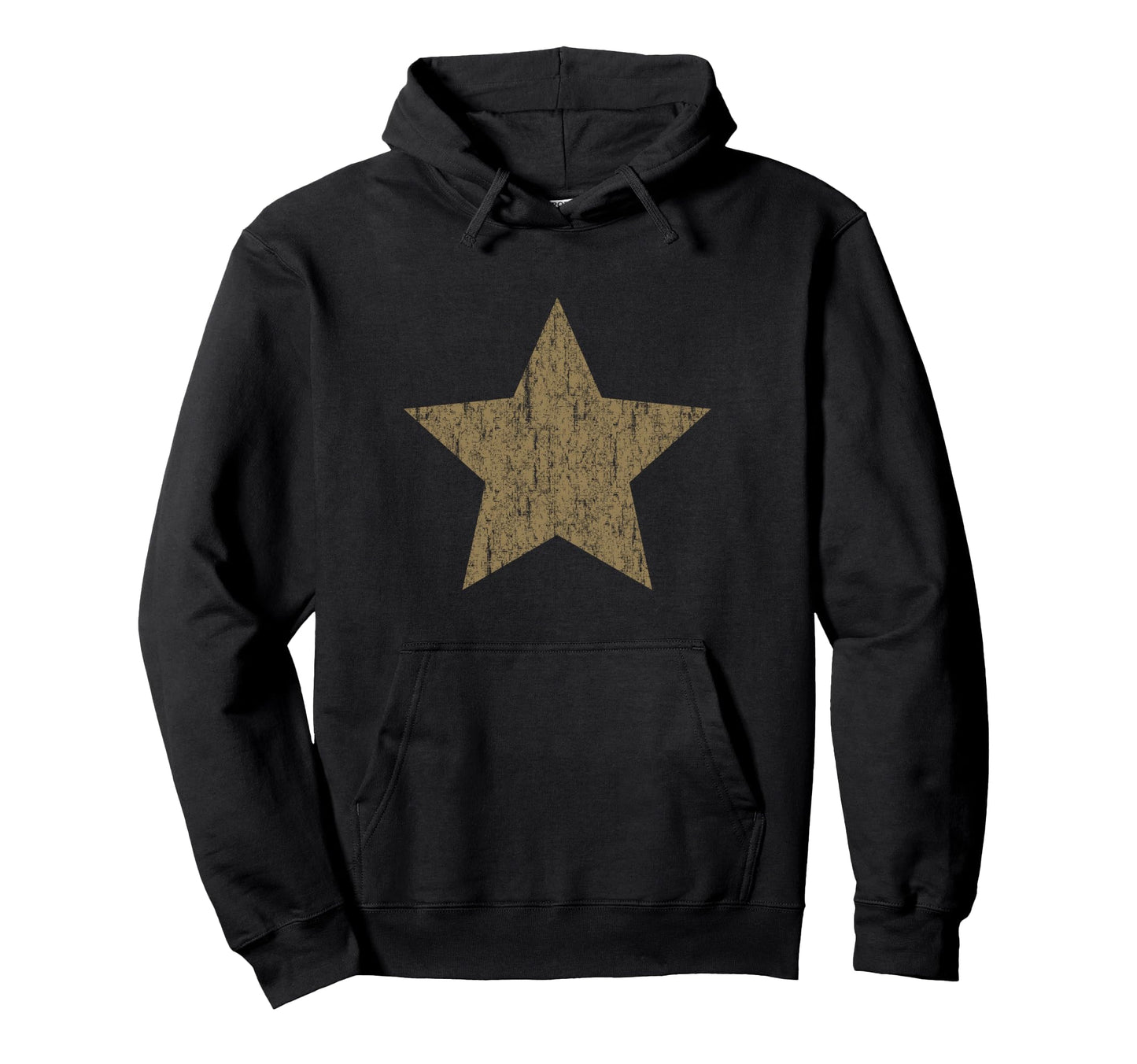 Grunge Star Distressed Brown Hoodie - Minimalist Print for Adults - T-Shirt, Sweatshirt, Hoodie