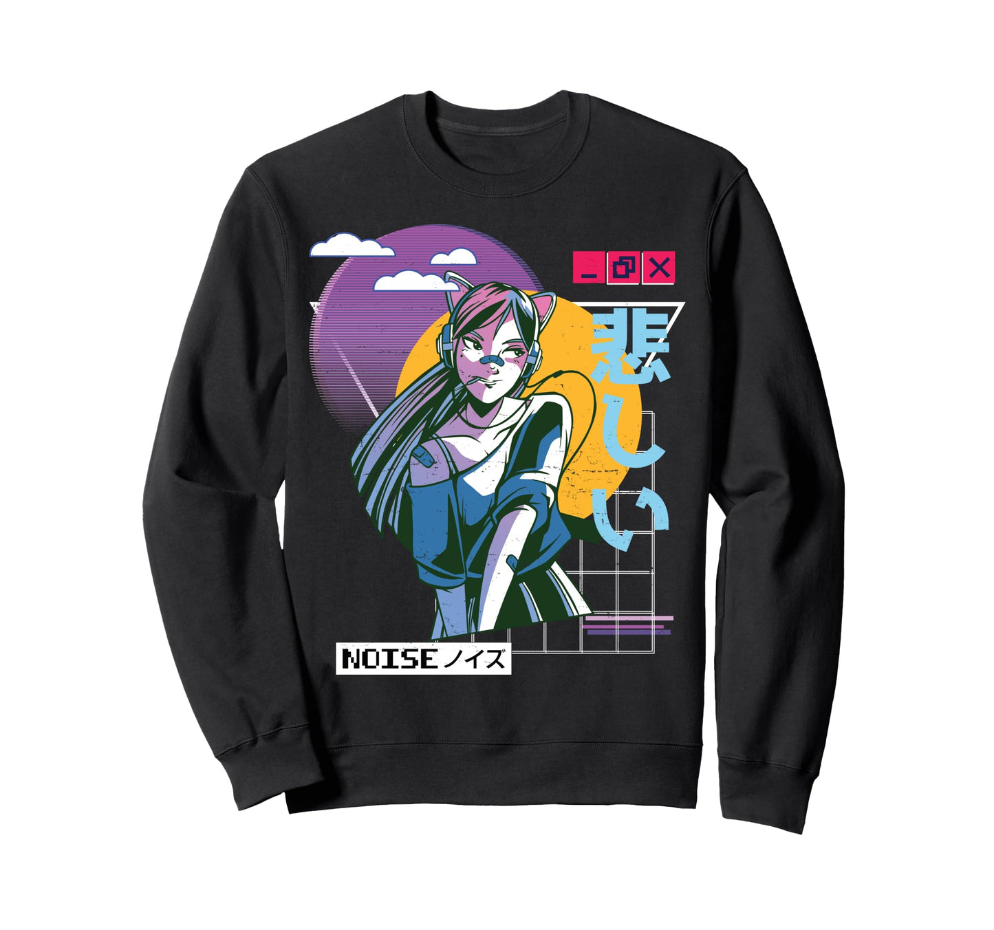 Vaporwave Kawaii Aesthetic Sweatshirt - Custom Art Print for Adults - T-Shirt, Sweatshirt, Hoodie