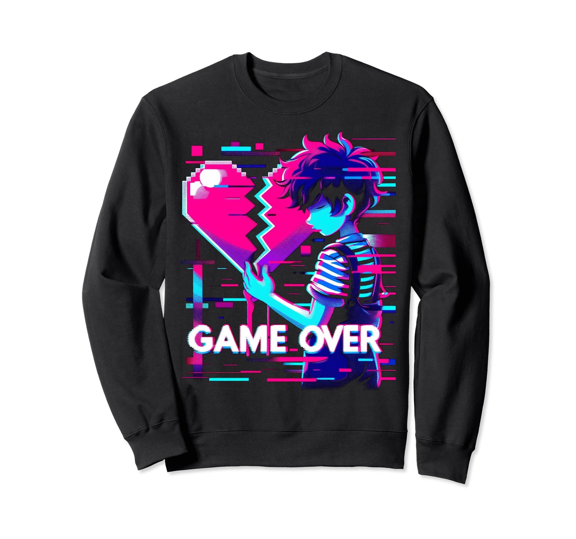 Sad Anime Gamer Japanese Vaporwave Sweatshirt - Unique Graphic Unisex - T-Shirt, Sweatshirt, Hoodie