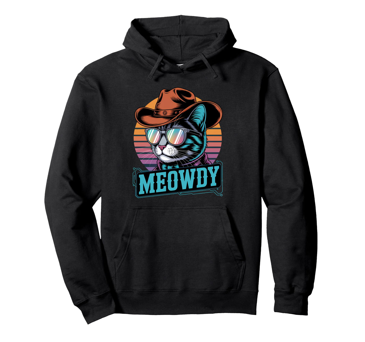 Meowdy Cat Western Country Funny Hoodie - Casual Everyday Wear Men Women - T-Shirt, Sweatshirt, Hoodie