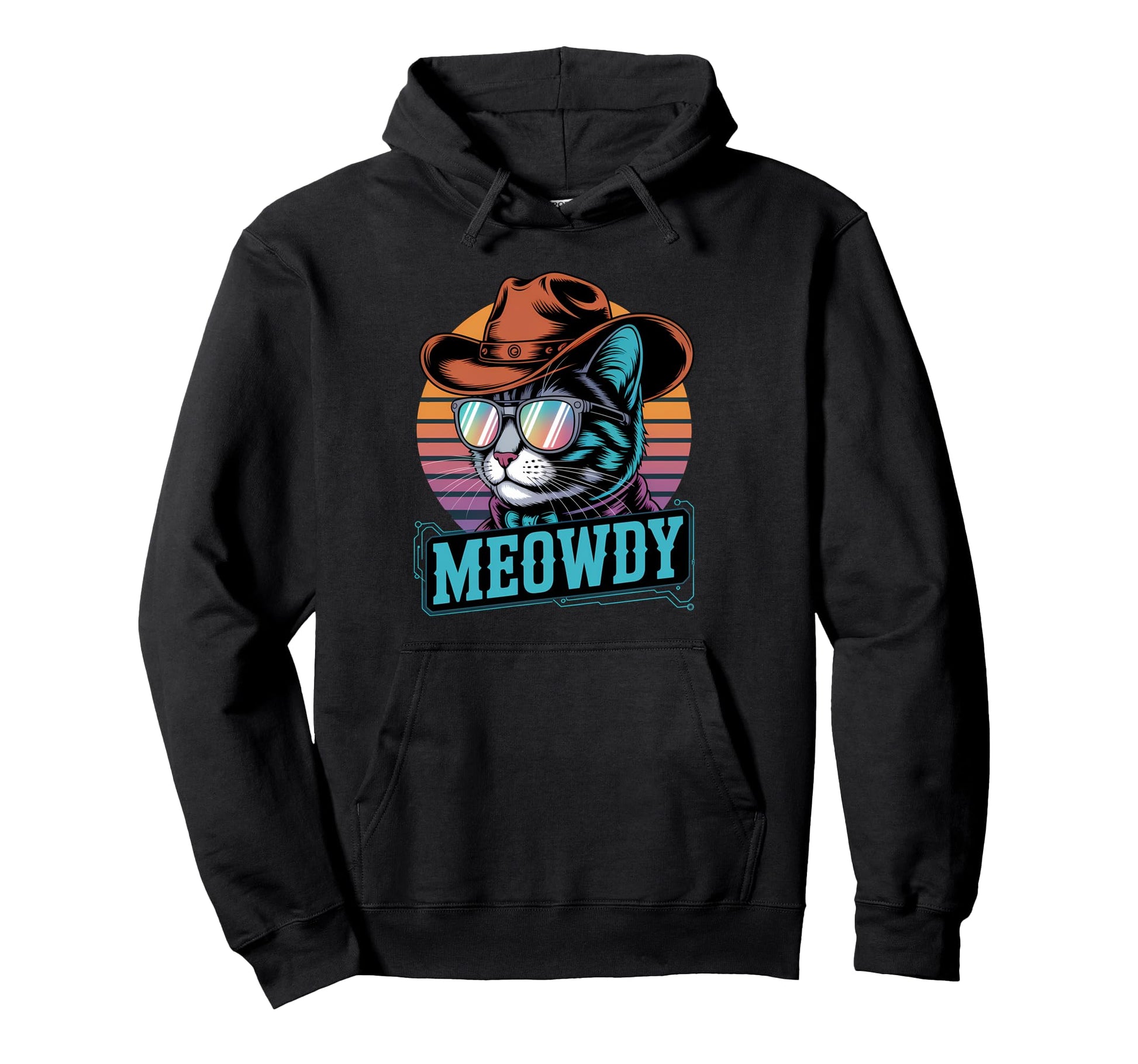 Meowdy Cat Western Country Funny Hoodie - Casual Everyday Wear Men Women - T-Shirt, Sweatshirt, Hoodie
