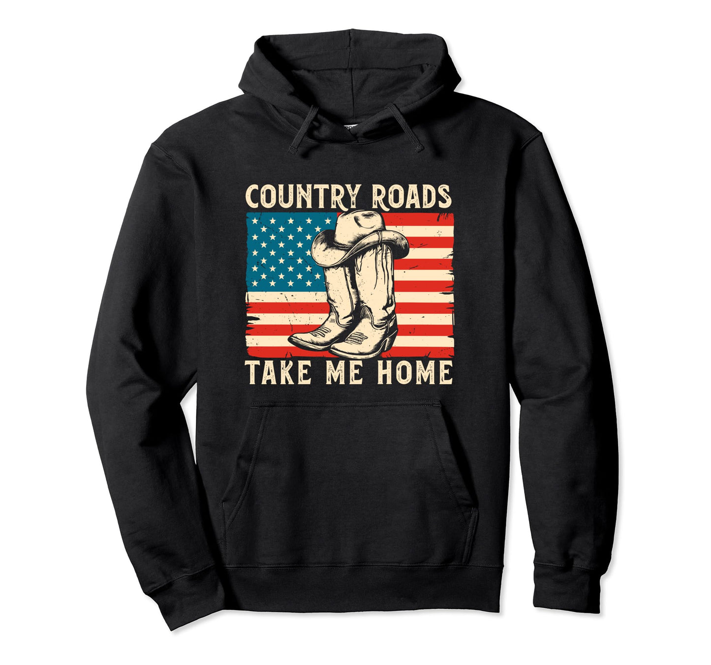 Country Roads Take Me Home Cowboy Western Hoodie - Novelty Apparel Unisex - T-Shirt, Sweatshirt, Hoodie