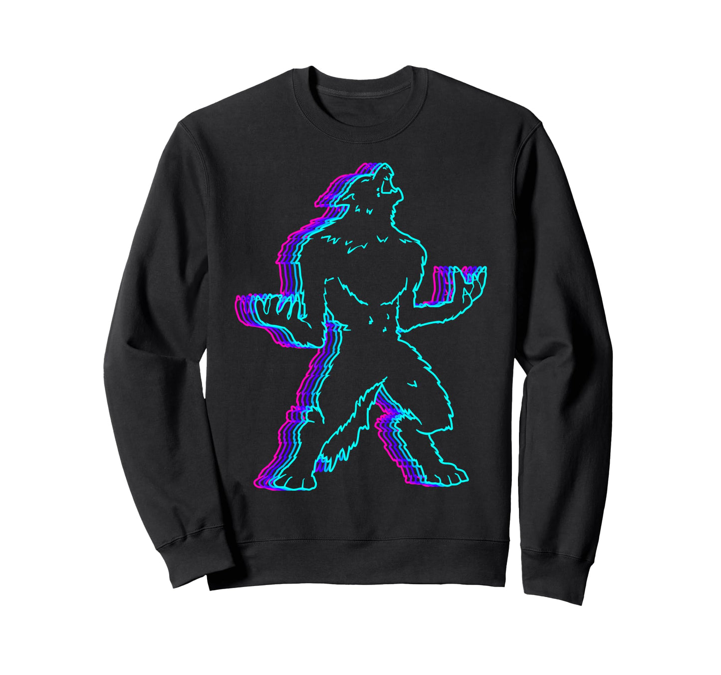 Werewolf Wolf Vaporwave Halloween Sweatshirt - Fun Novelty Design Unisex - T-Shirt, Sweatshirt, Hoodie