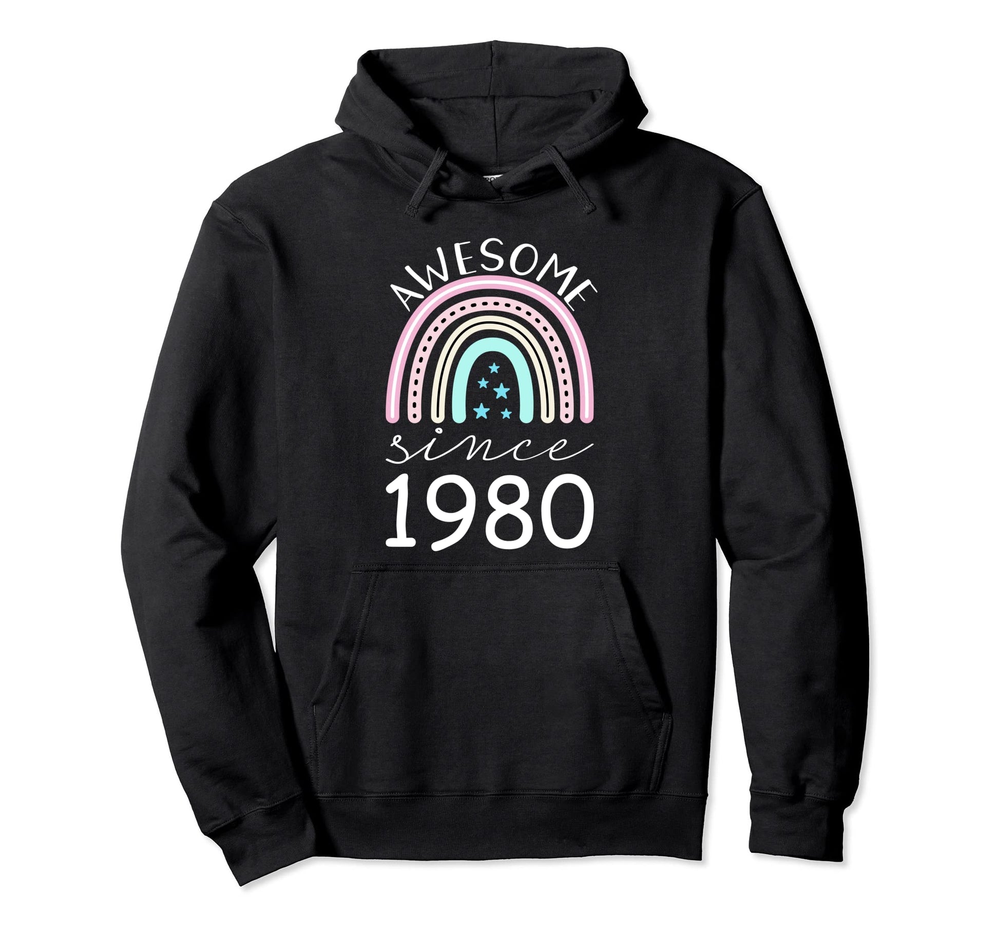 Awesome Since 1980 42Nd Birthday Rainbow Hoodie - Aesthetic Graphic Unisex - T-Shirt, Sweatshirt, Hoodie