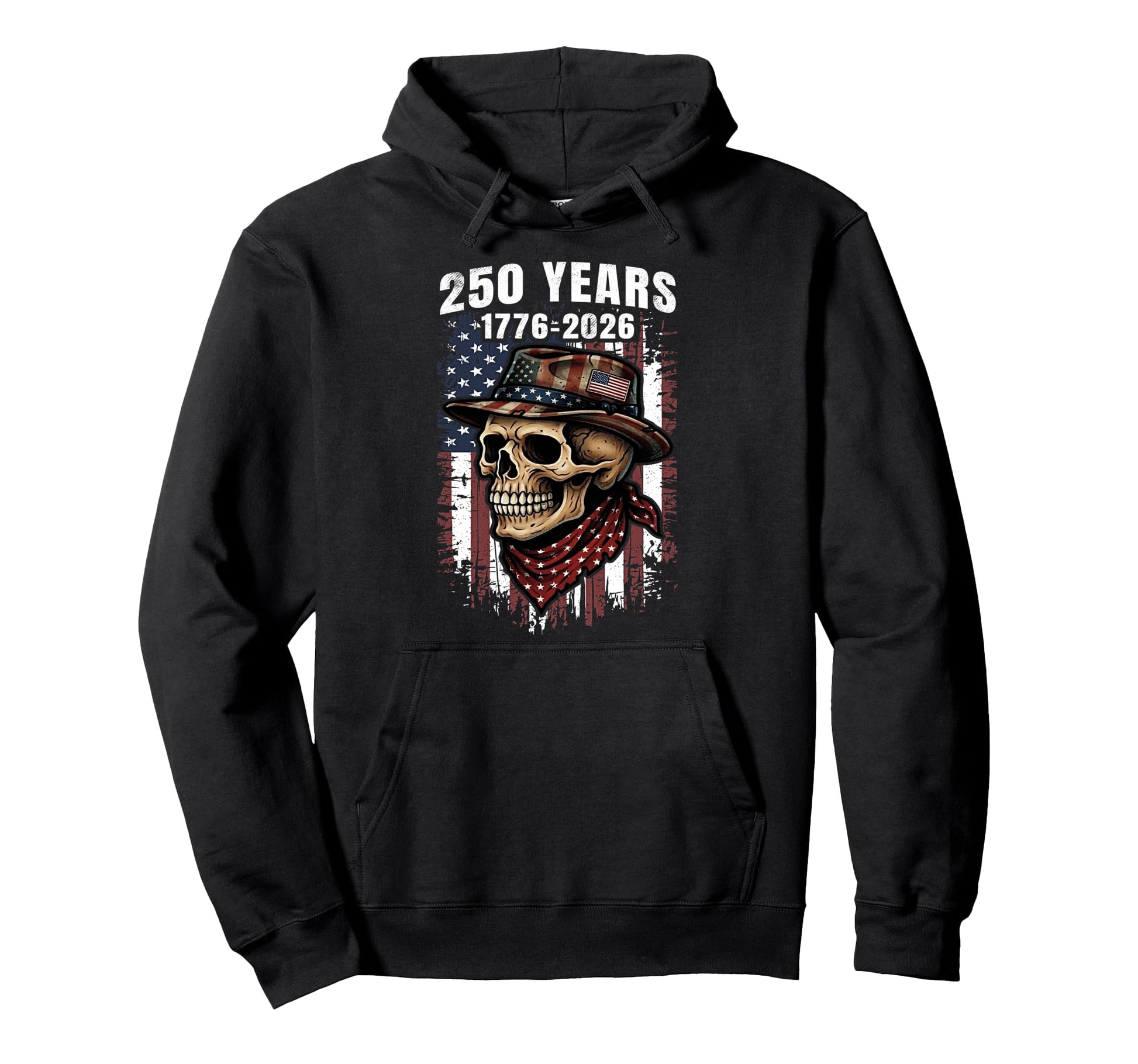 250 Years American Skull Skeleton Hoodie - Casual Everyday Wear Men Women - T-Shirt, Sweatshirt, Hoodie