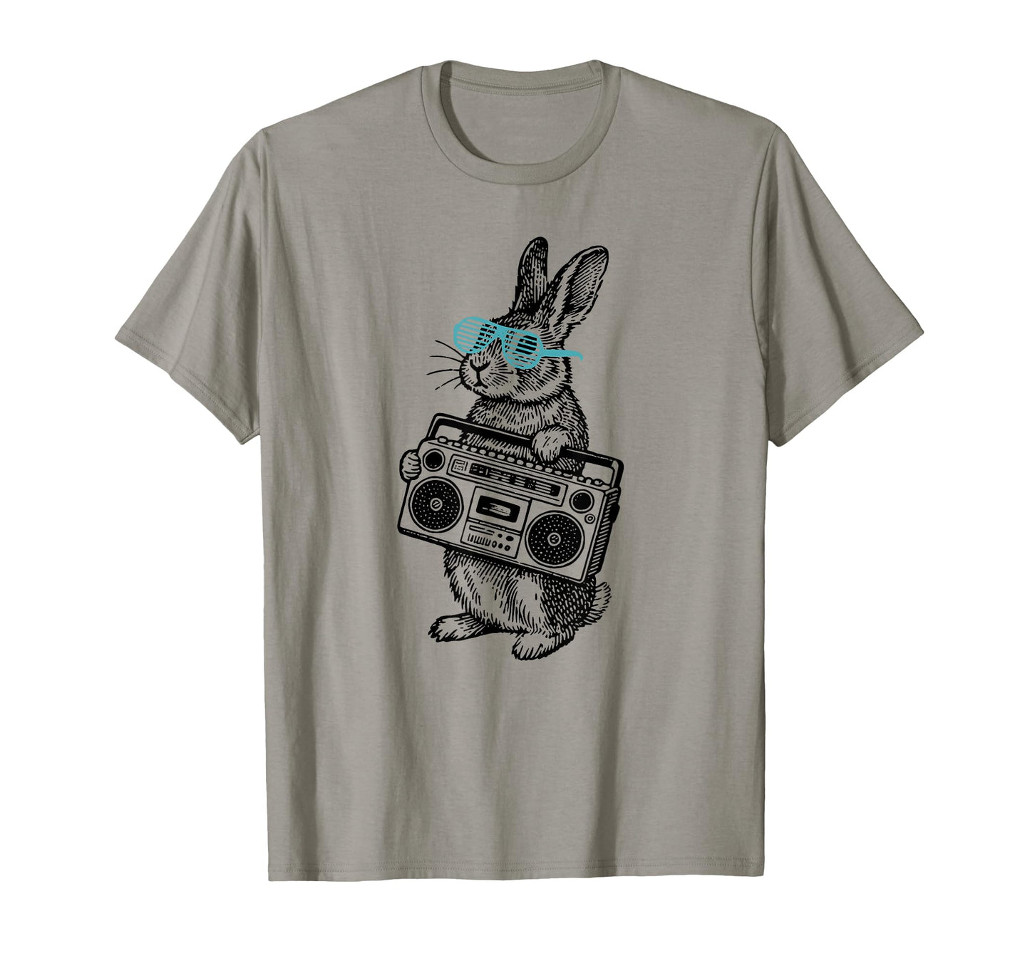 Rabbit 80S Music Player Easter Sunday T-Shirt - Minimalist Print for Adults - T-Shirt, Sweatshirt, Hoodie