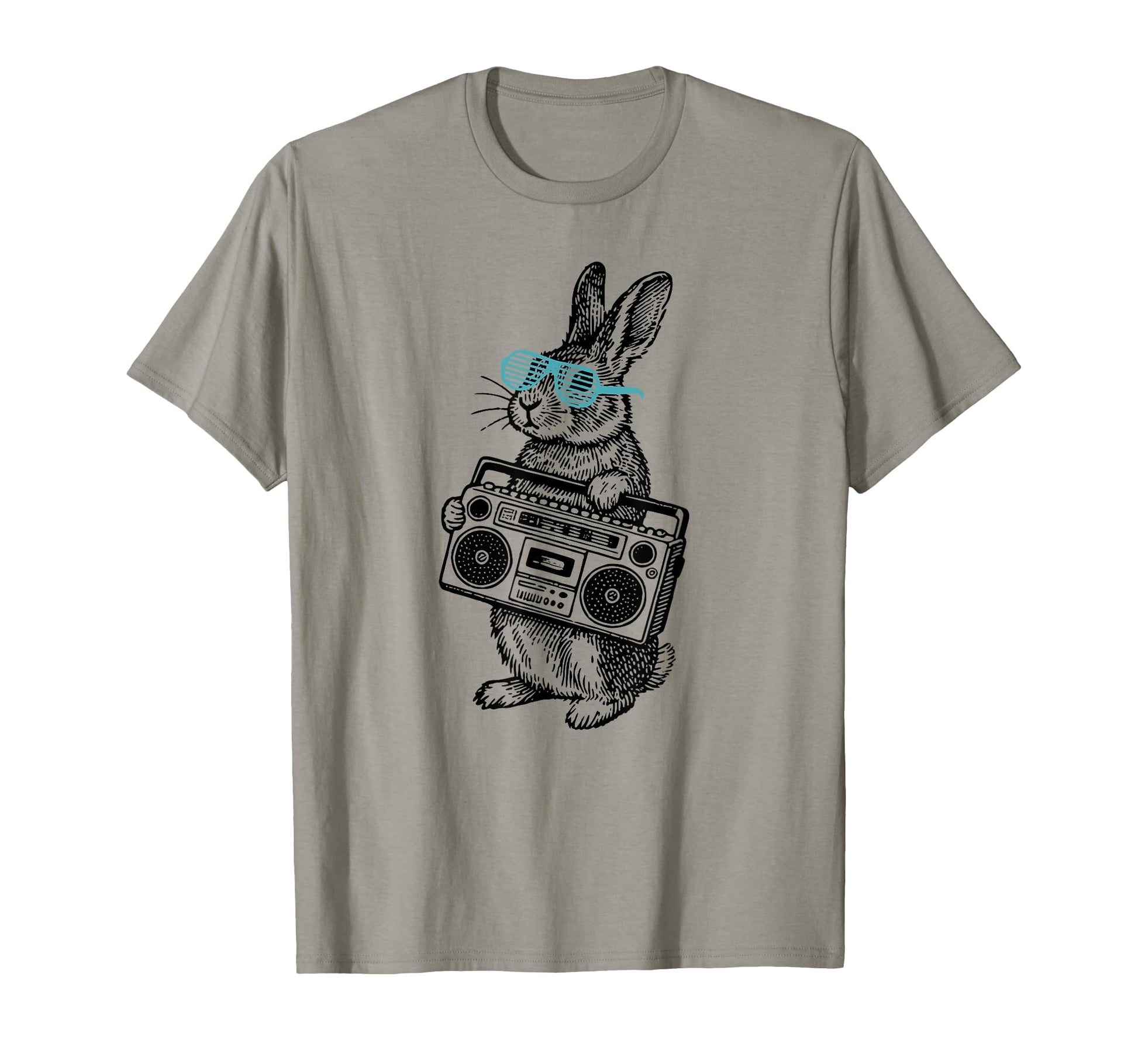 Rabbit 80S Music Player Easter Sunday T-Shirt - Minimalist Print for Adults - T-Shirt, Sweatshirt, Hoodie