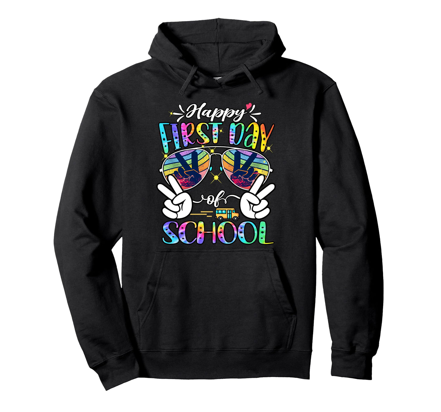 Happy First Day School Sunglasses Rainbow Hoodie - Custom Art Print Unisex - T-Shirt, Sweatshirt, Hoodie