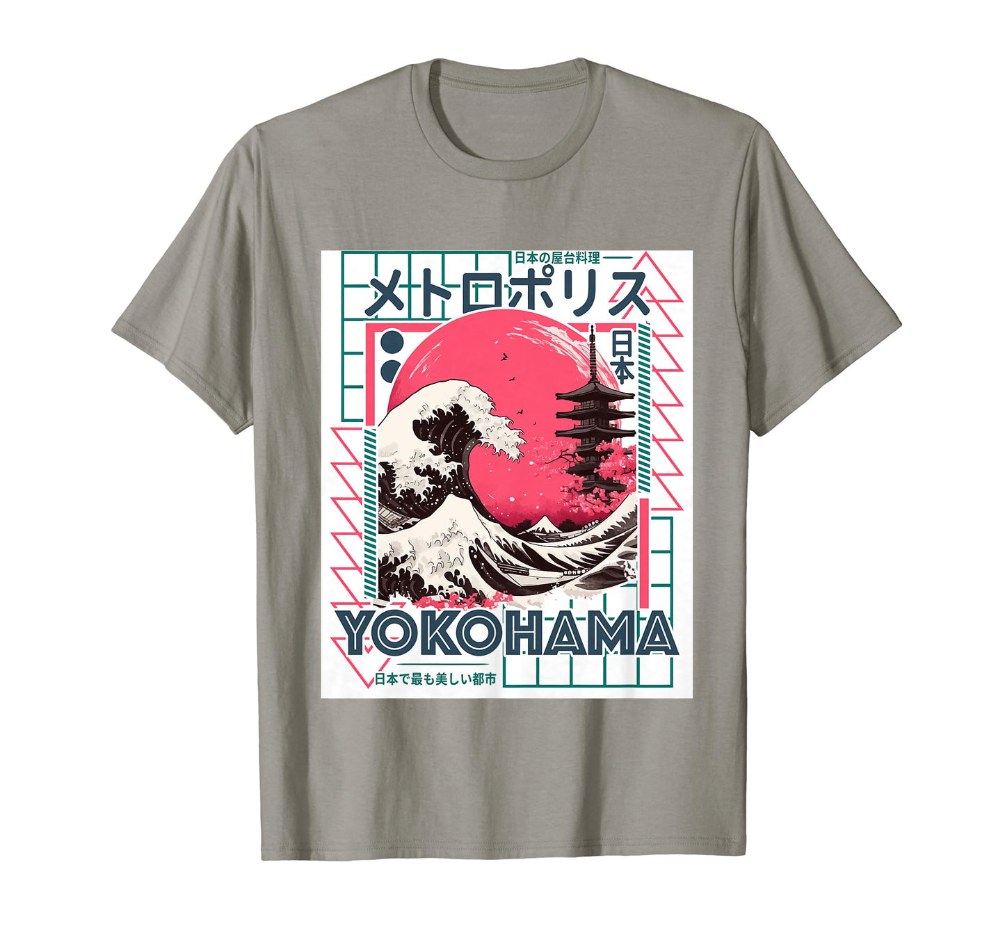 Yokohama City 80S Synthwave Kanagawa T-Shirt - Aesthetic Graphic Unisex - T-Shirt, Sweatshirt, Hoodie