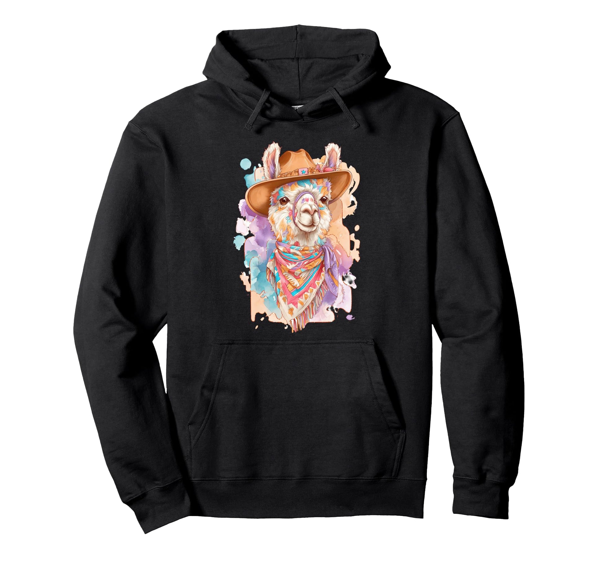 Country Cowboy Alpaca Llama Rodeo Western Hoodie - Custom Art Print Unisex - T-Shirt, Sweatshirt, Hoodie