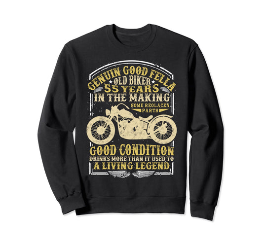 55 Years Old Biker Birthday Sweatshirt - Unique Graphic Men Women - T-Shirt, Sweatshirt, Hoodie