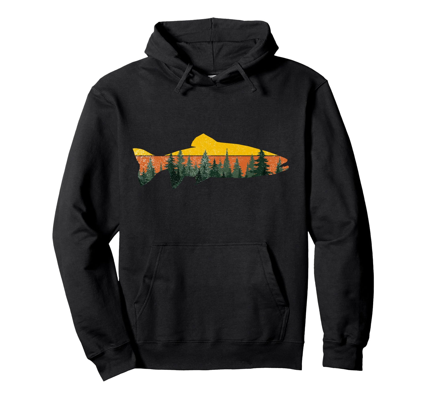 Trout Fly Fishing Outdoor Forest Nature Hoodie - Graphic Print for Adults - T-Shirt, Sweatshirt, Hoodie