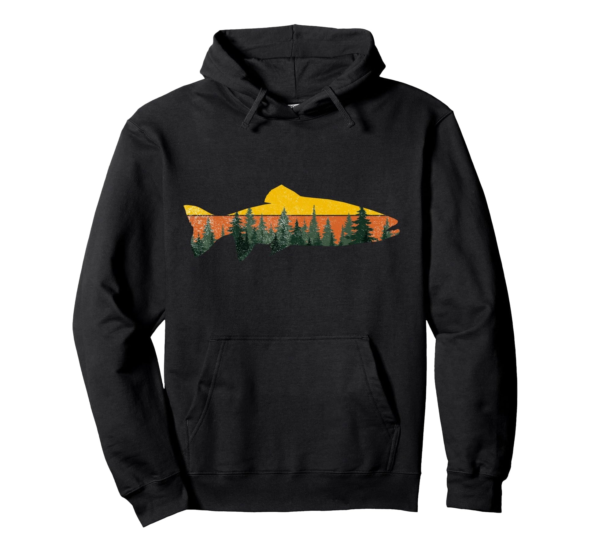Trout Fly Fishing Outdoor Forest Nature Hoodie - Graphic Print for Adults - T-Shirt, Sweatshirt, Hoodie