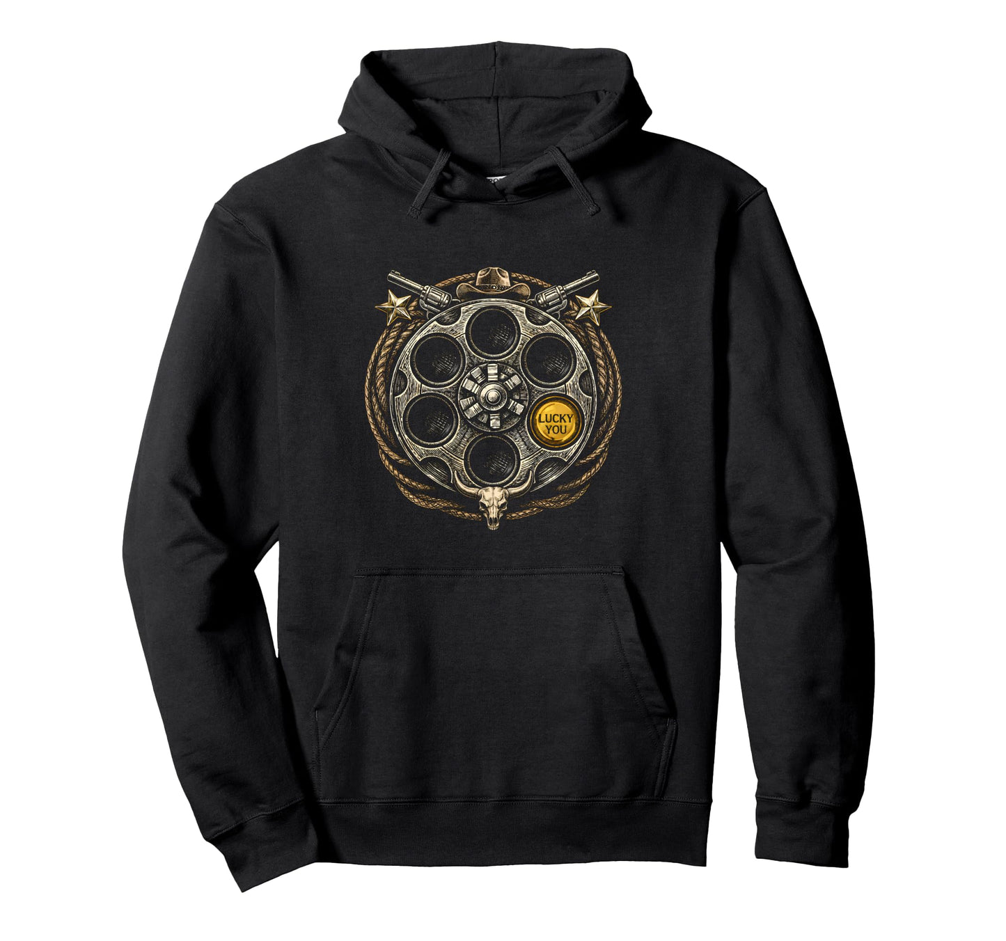 Revolver Gun Cylinder Western Cowboy Hoodie - Aesthetic Graphic Unisex - T-Shirt, Sweatshirt, Hoodie