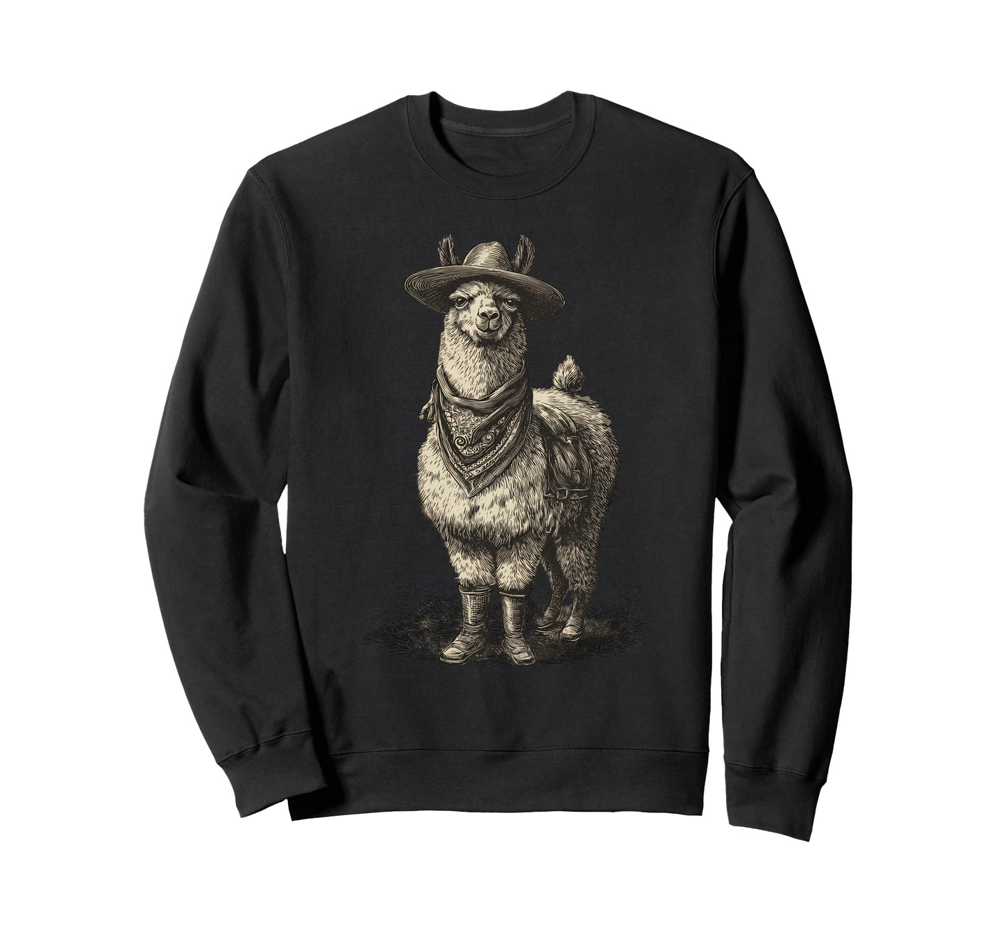 Llama Cowboy Rodeo Cowgirl Western Sweatshirt - Graphic Print Men Women - T-Shirt, Sweatshirt, Hoodie