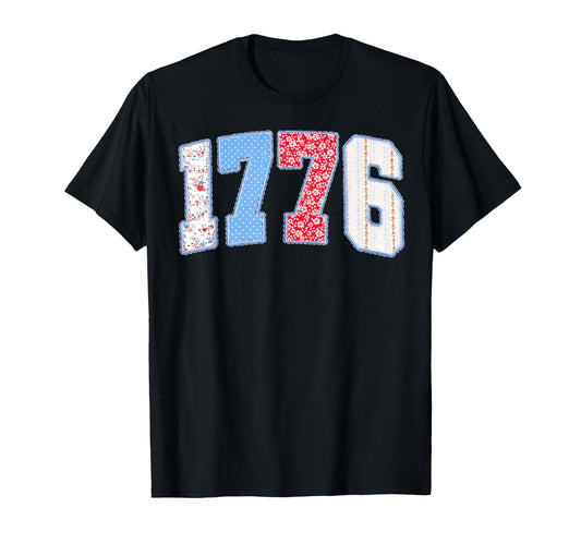 1776 Floral Patchwork Patriotic T-Shirt - Custom Art Print Unisex - T-Shirt, Sweatshirt, Hoodie