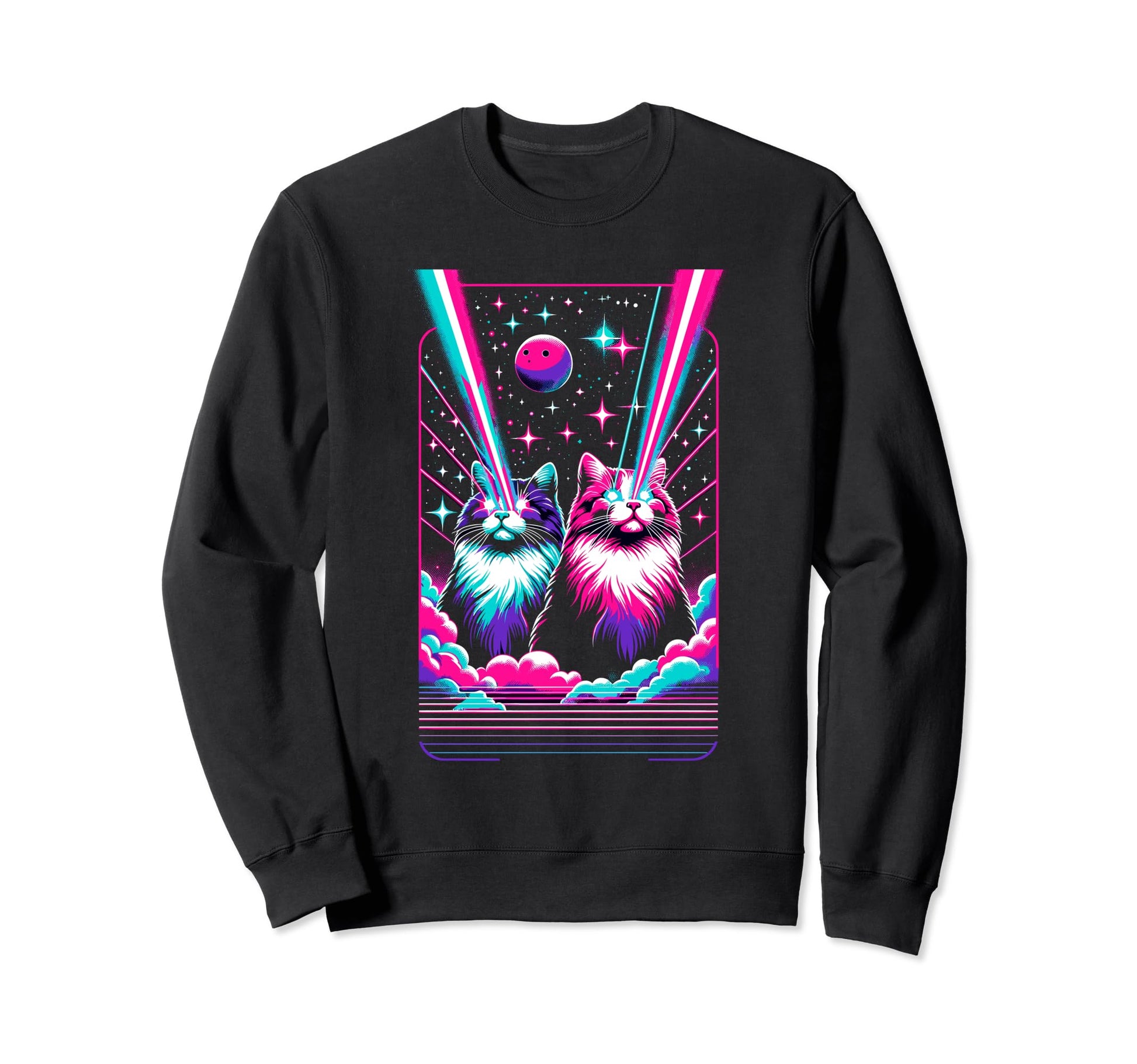 Vaporwave Aesthetic Laser Eyes Sweatshirt - Streetwear Style for Adults - T-Shirt, Sweatshirt, Hoodie