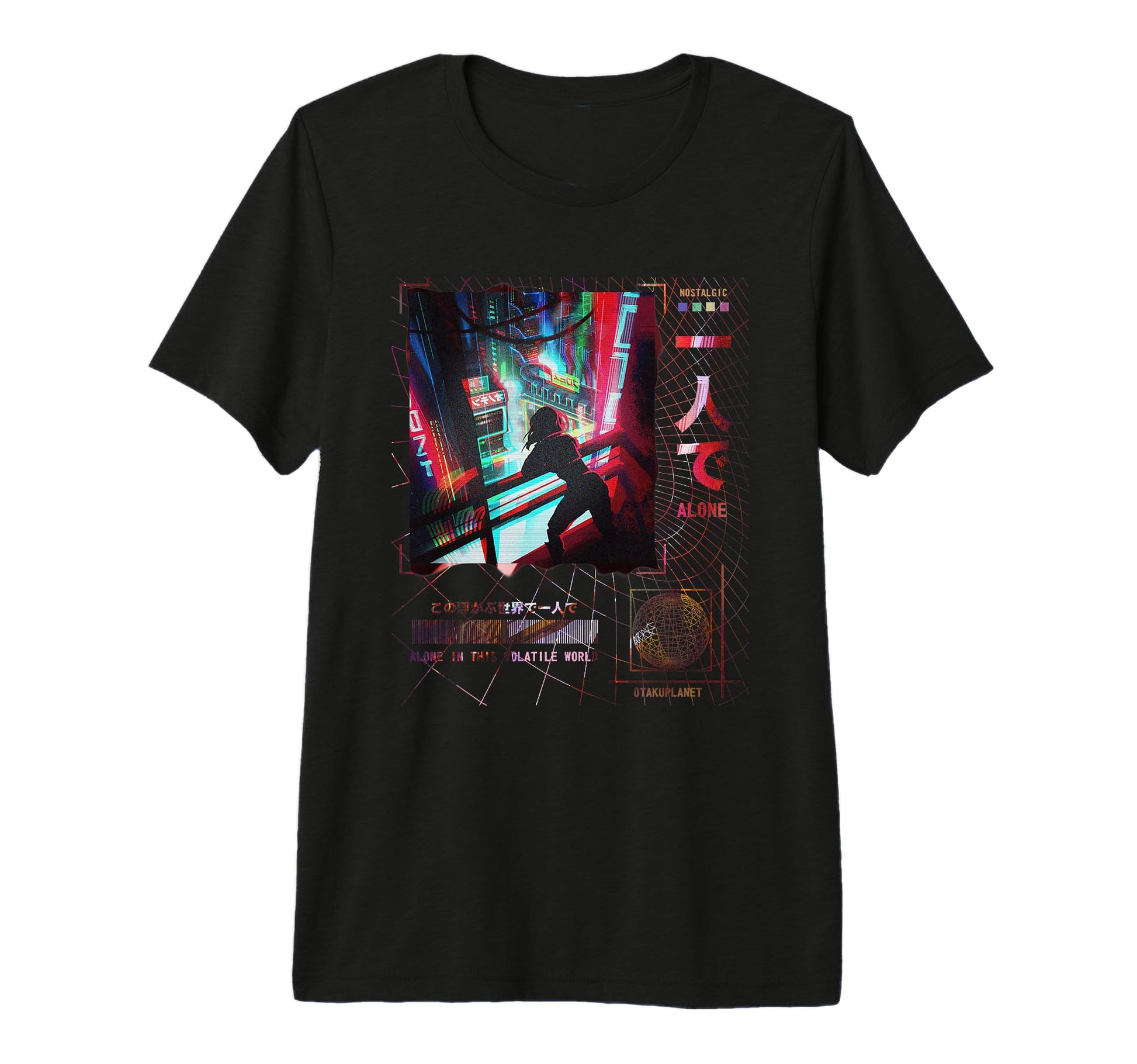 Japanese Anime Cyberpunk Vaporwave T-Shirt - Minimalist Print for Adults - T-Shirt, Sweatshirt, Hoodie